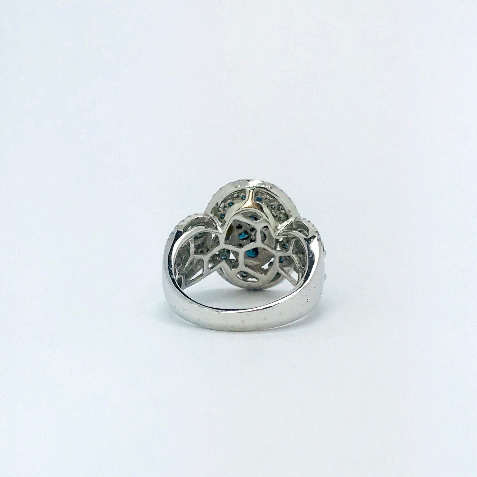 Blue and White Diamond Ring