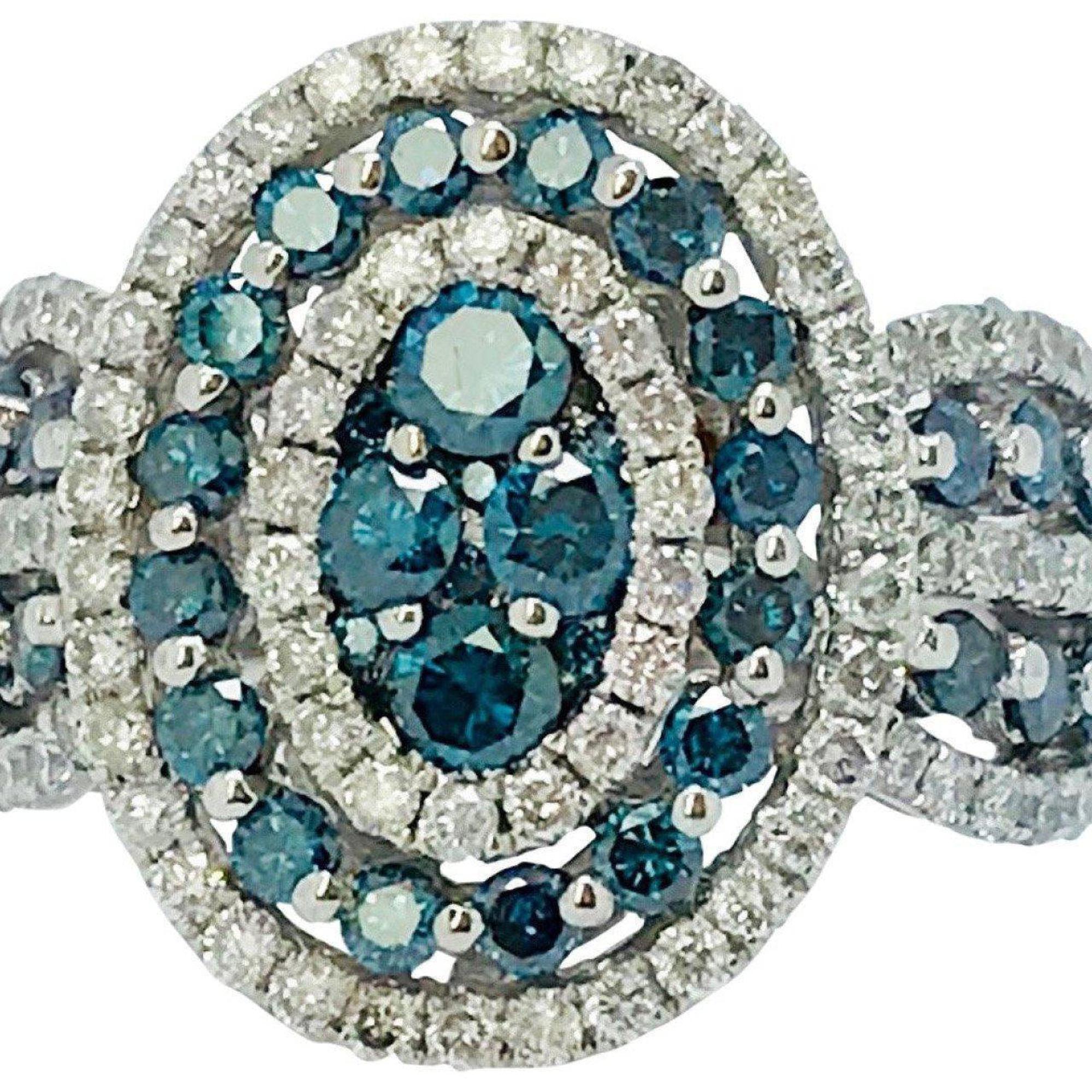 Blue and White Diamond Ring