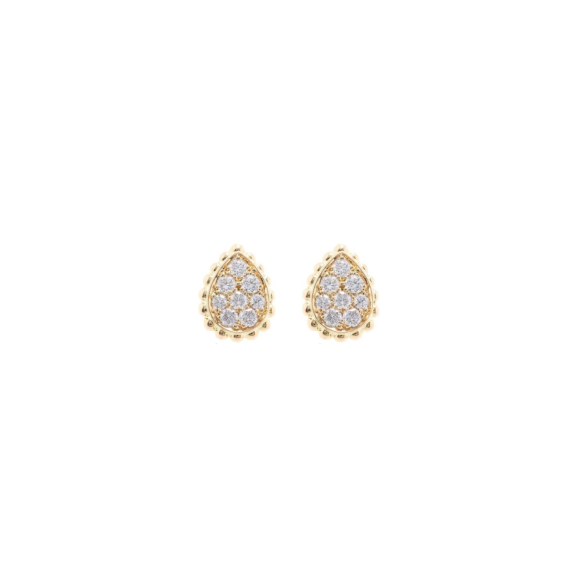 Boucheron 18k Gold Serpent Boheme XS Motif Diamond Teardrop Stud Earrings