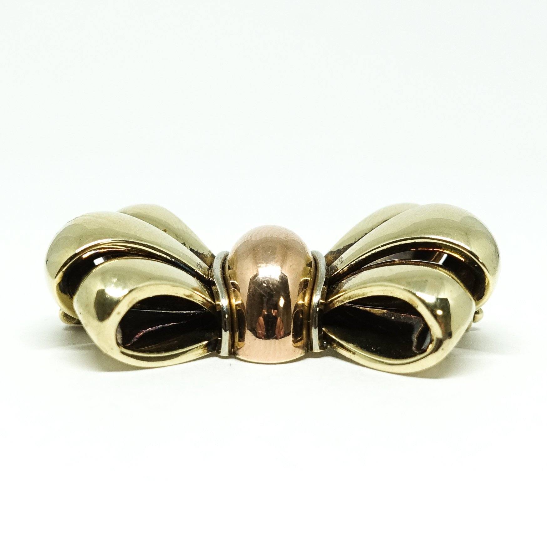 Bow Brooch in 14kt Yellow, Pink, and White Gold