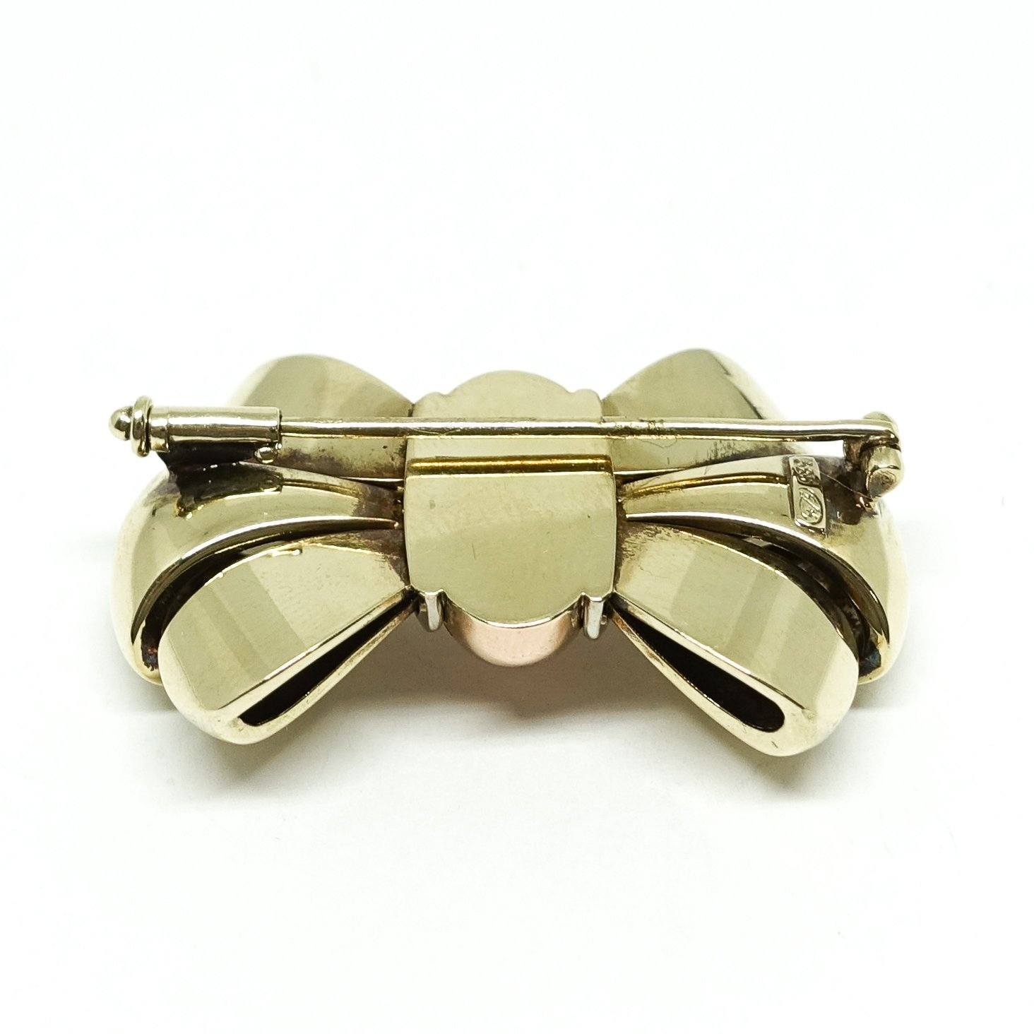 Bow Brooch in 14kt Yellow, Pink, and White Gold