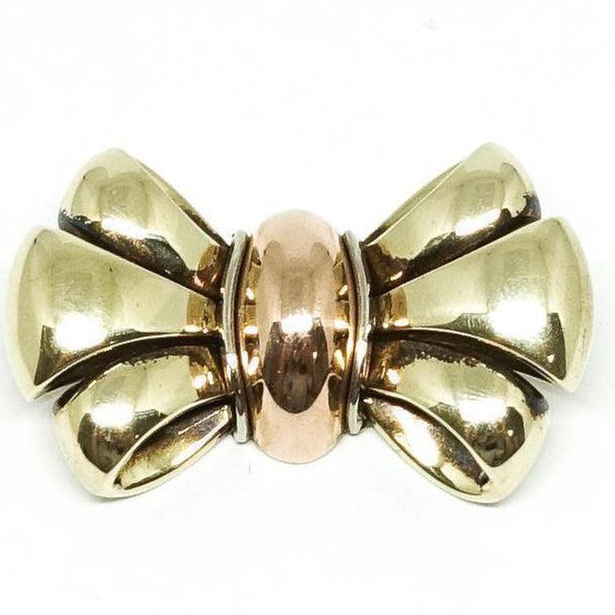 Bow Brooch in 14kt Yellow, Pink, and White Gold