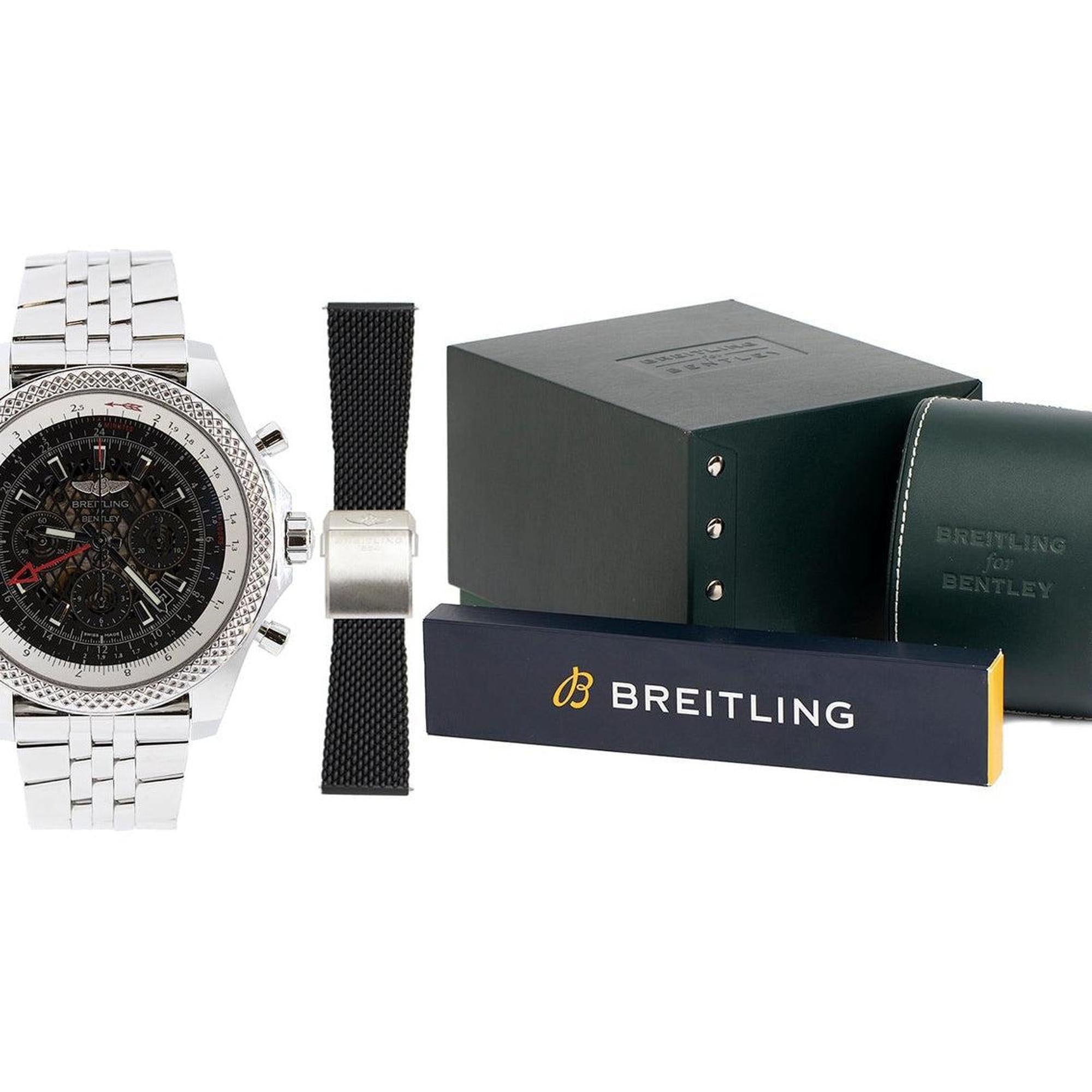 Breitling Bentley GMT Watch w/ Box, Card, Extra Strap
