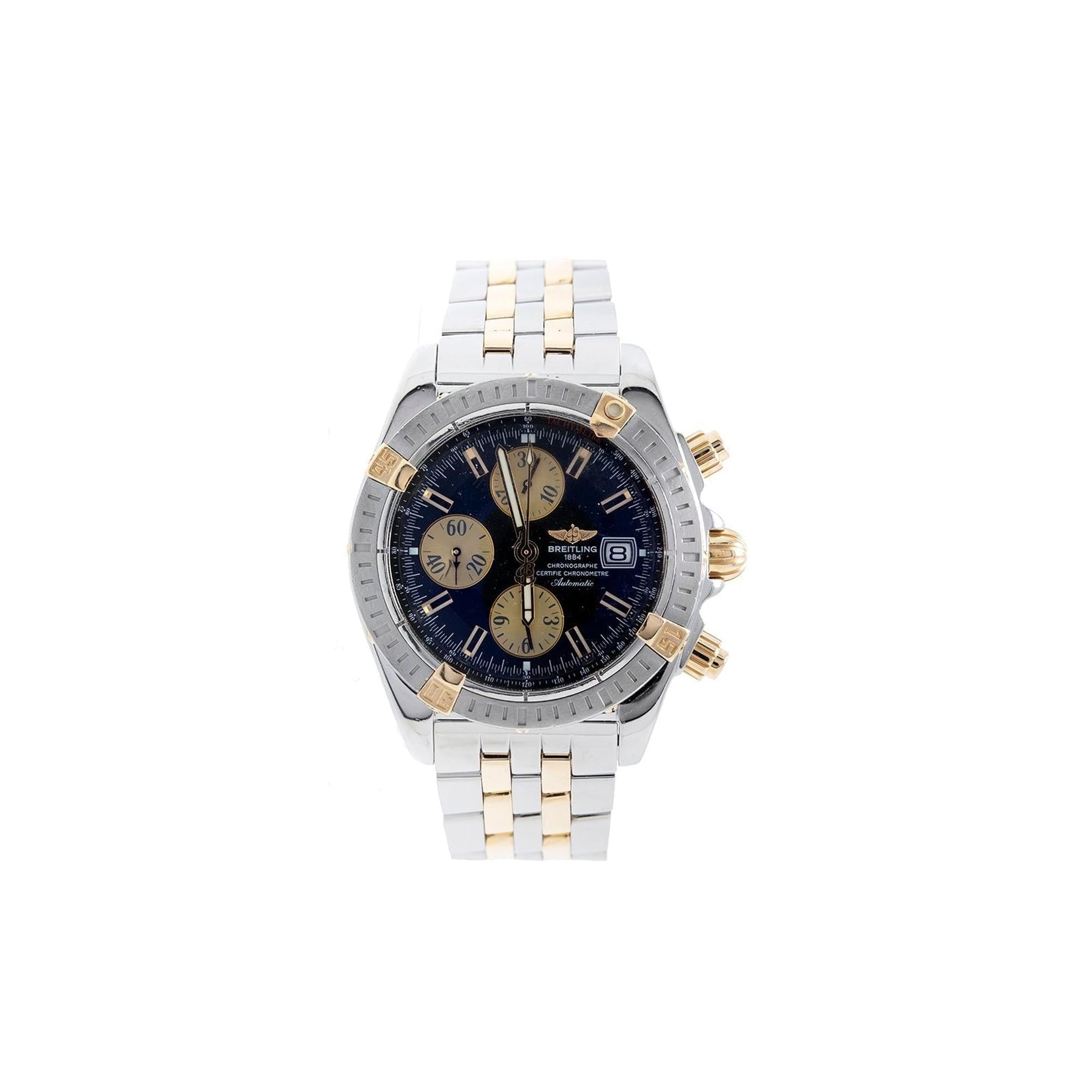 Breitling Two-Tone Chronomat Evolution 44 mm Watch w/ Box & Papers