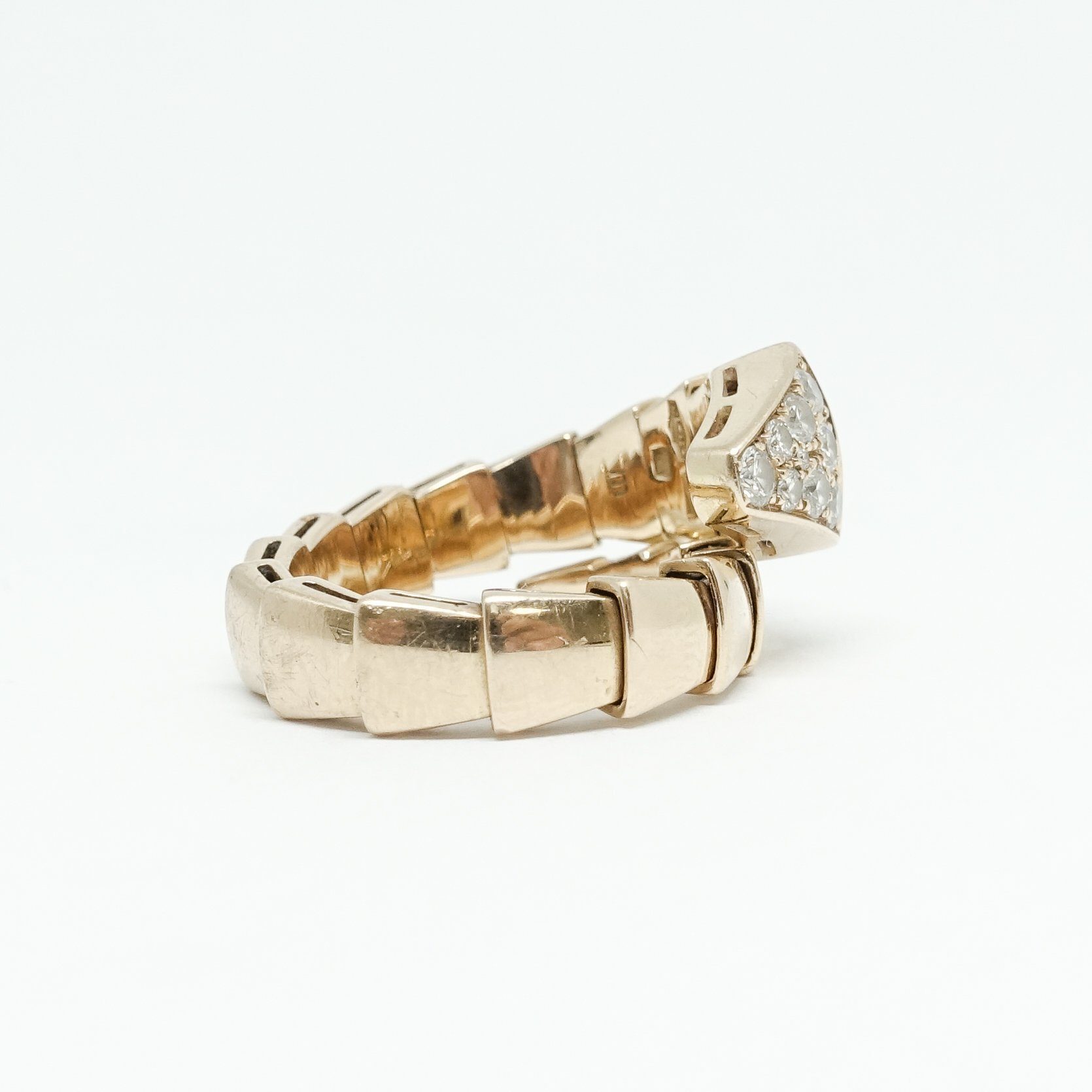 Bulgari Pave Diamond One-Coil Serpenti Ring