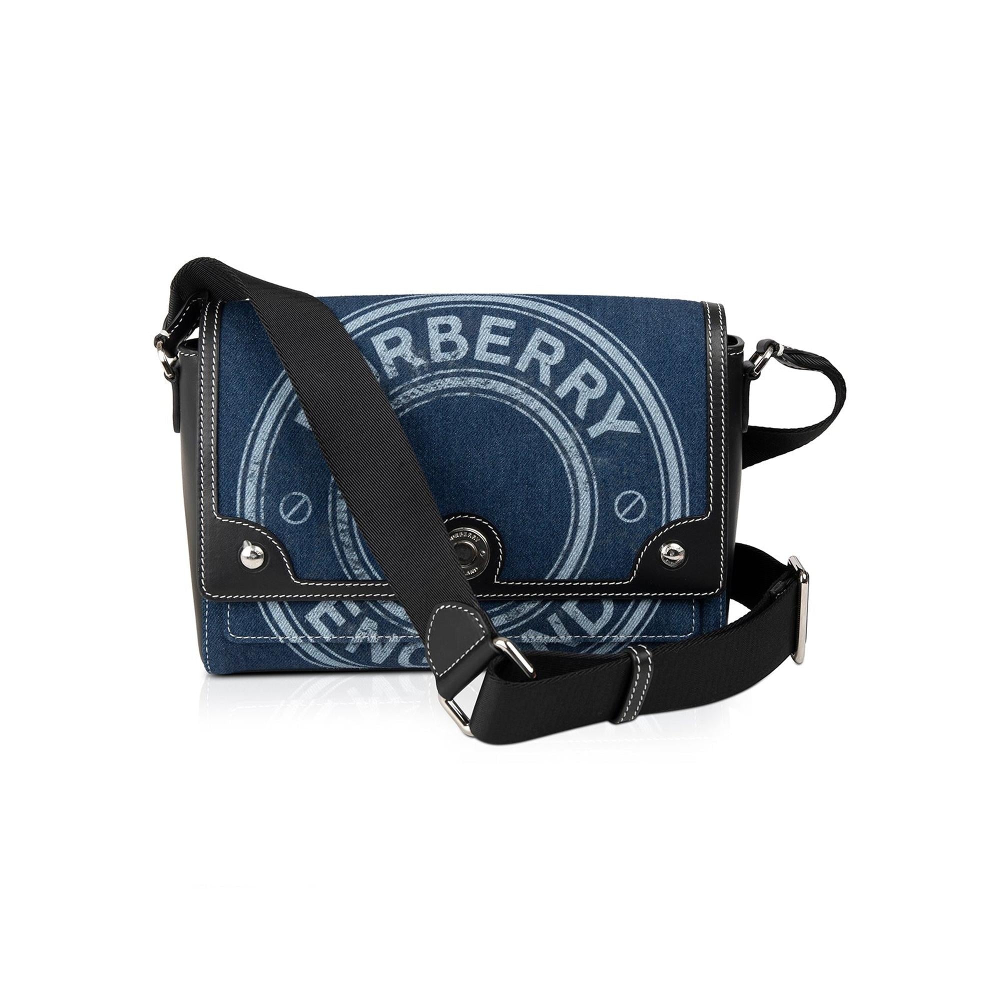 Burberry Denim Logo Print Note Crossbody