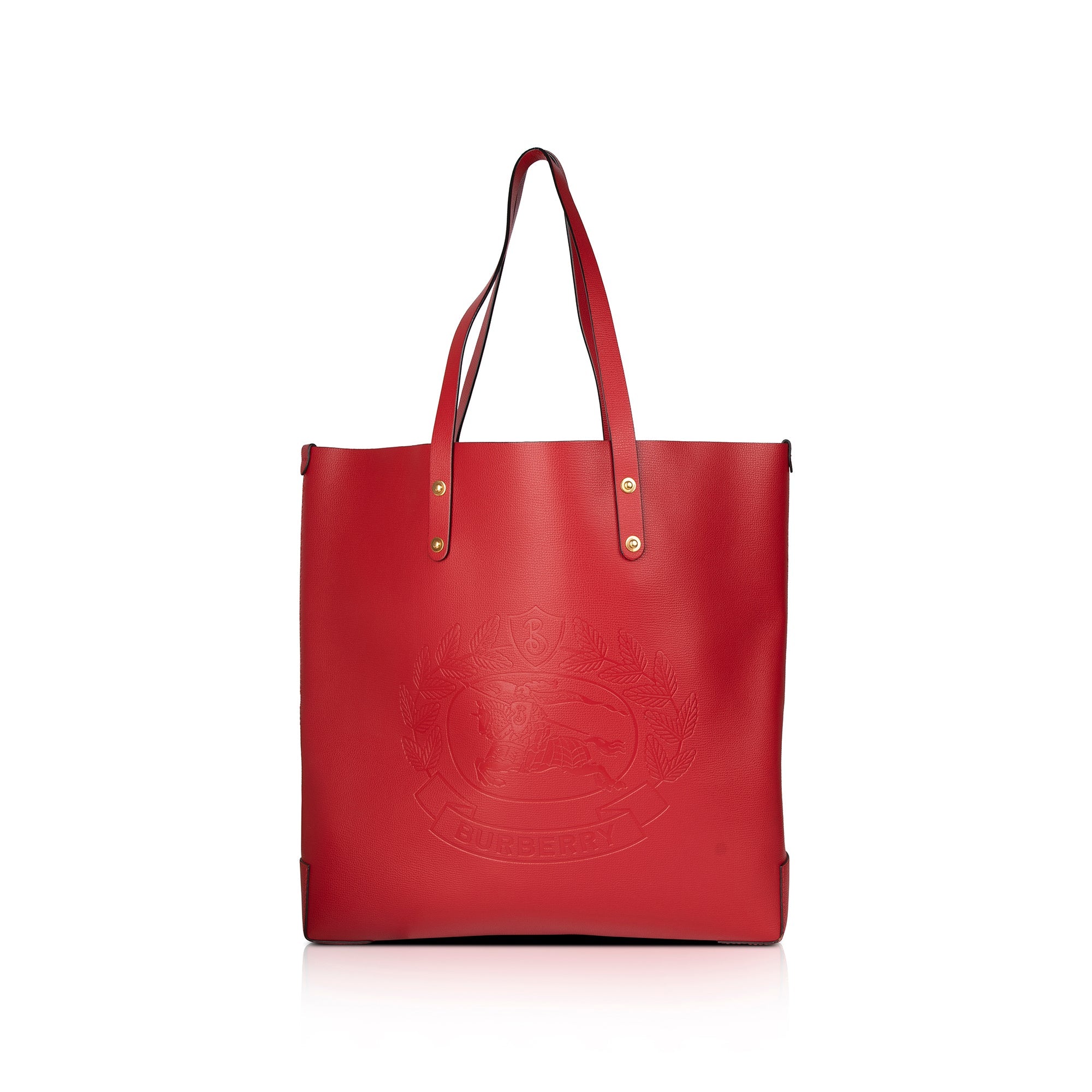 Burberry Embossed Crest Leather Large Tote