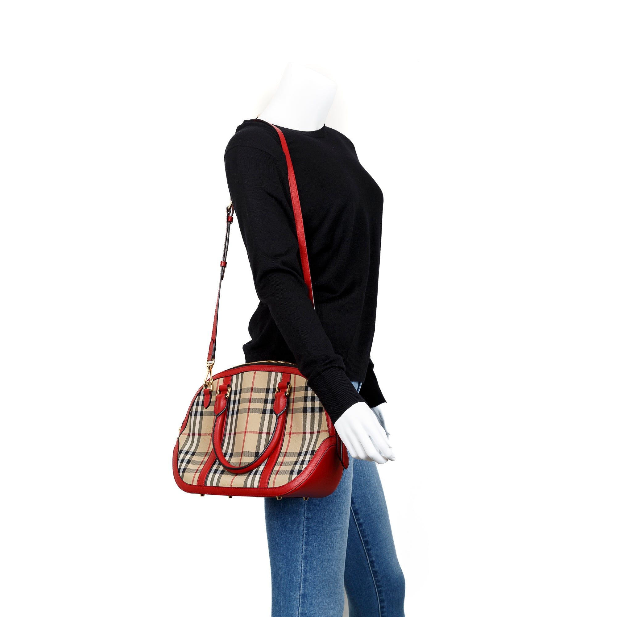 Burberry Horseferry Check Small Orchard Bowling Bag w/ Strap