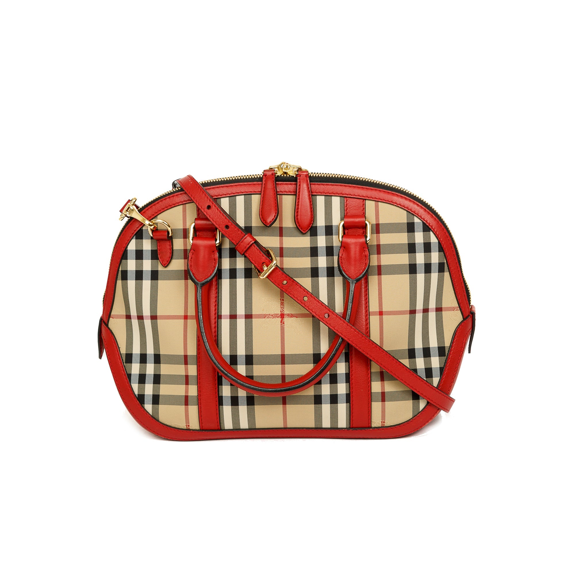 Burberry Horseferry Check Small Orchard Bowling Bag w/ Strap