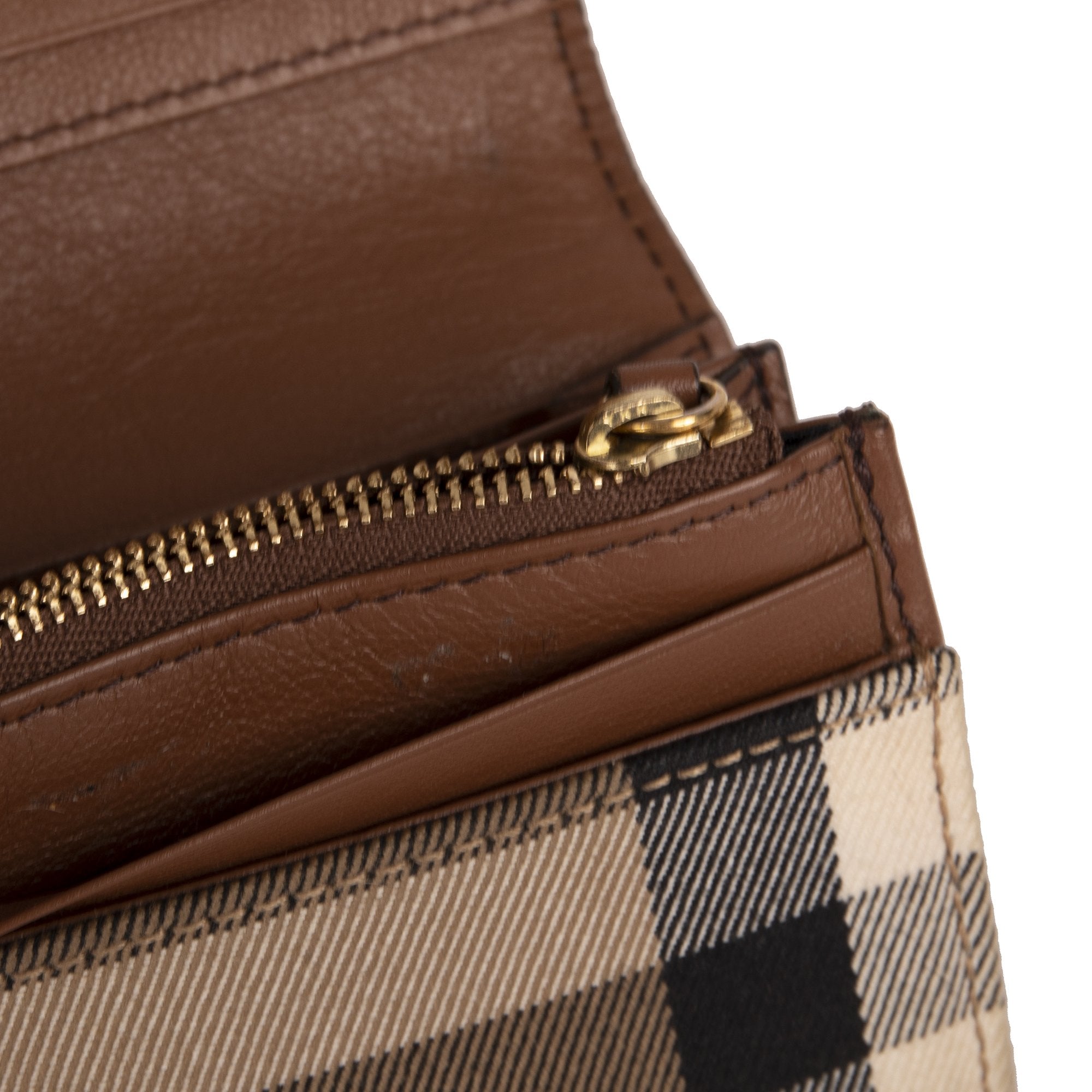 Burberry Leather Trim House Check Continental Wallet