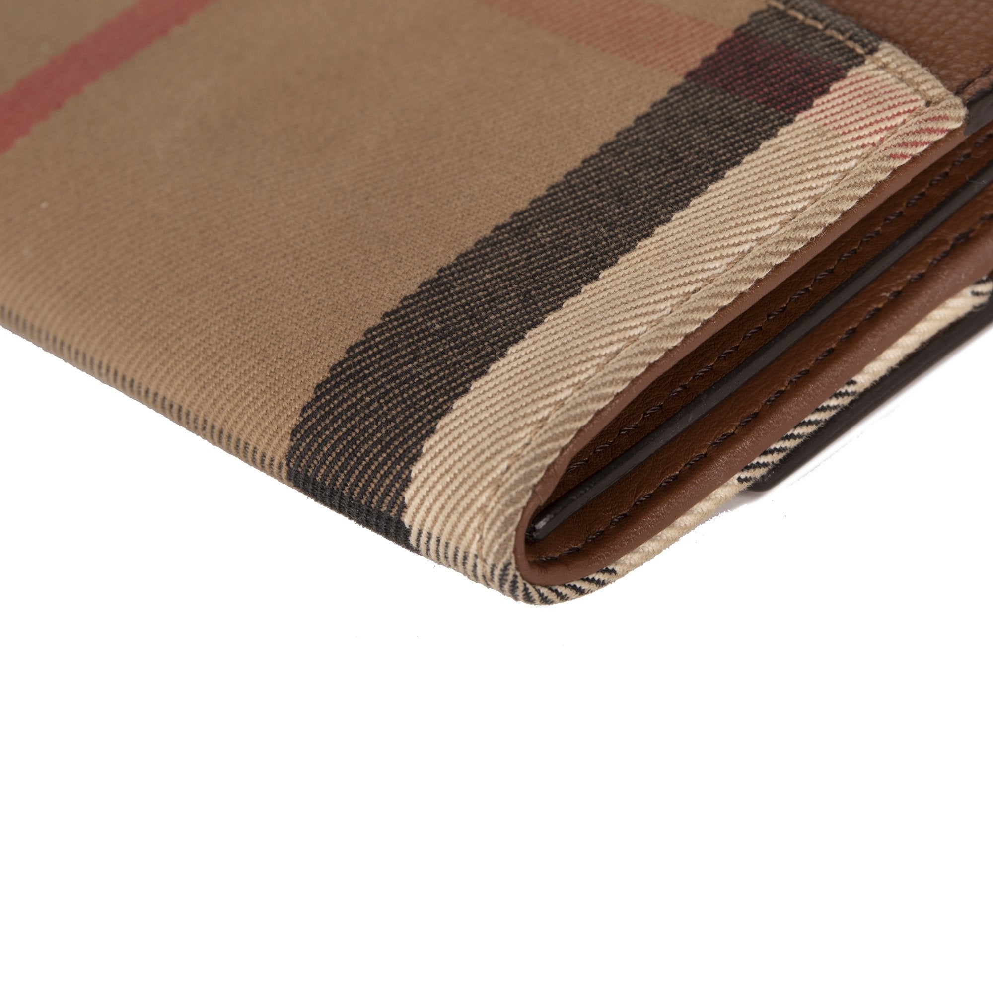 Burberry Leather Trim House Check Continental Wallet