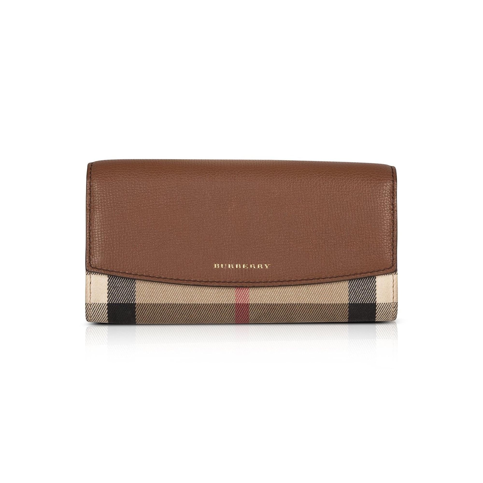 Burberry Leather Trim House Check Continental Wallet