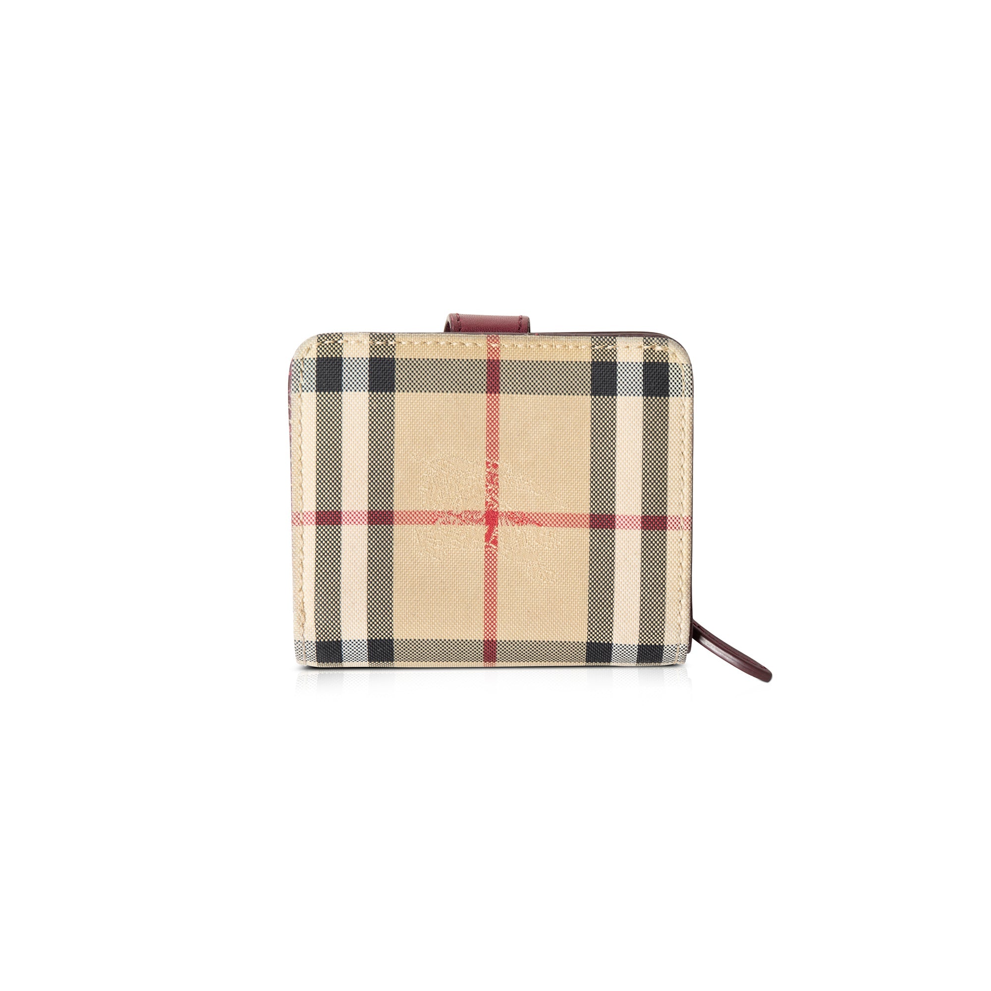 Burberry Leather Trim House Check French Purse Wallet