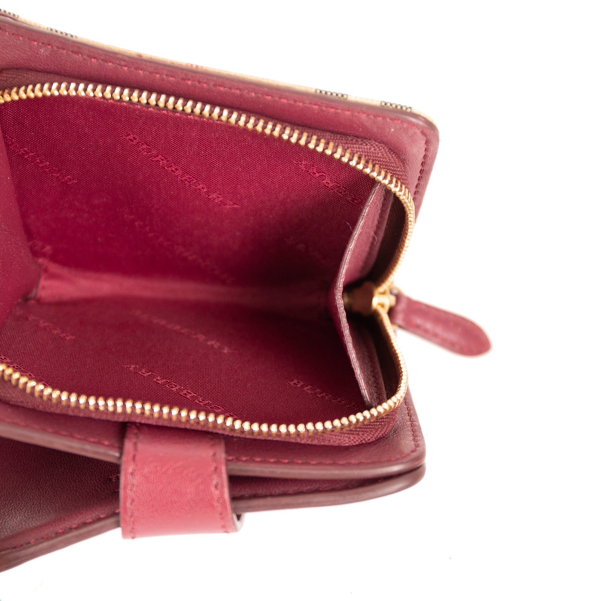 Burberry Leather Trim House Check French Purse Wallet