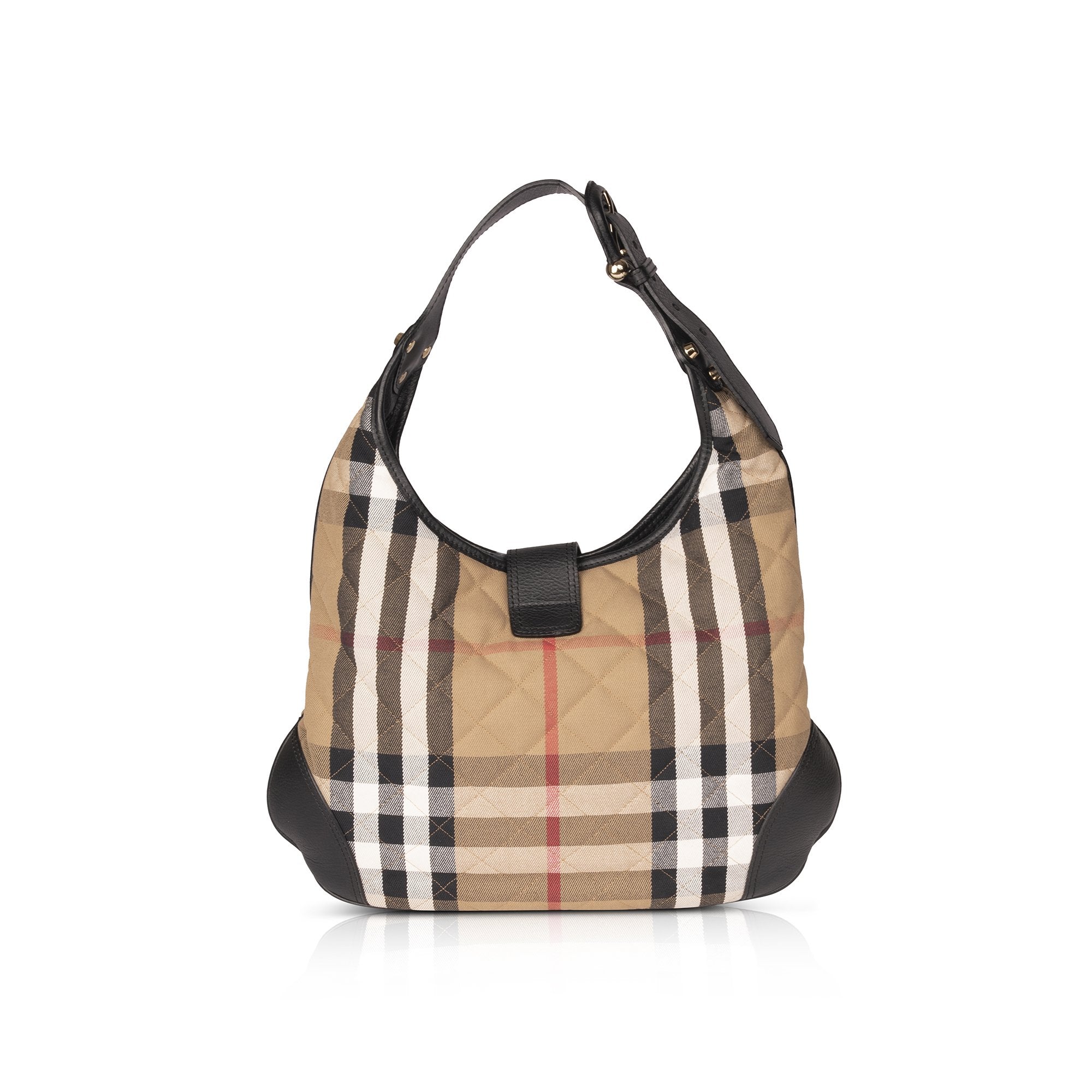 Burberry Leather-Trimmed House Check Hobo