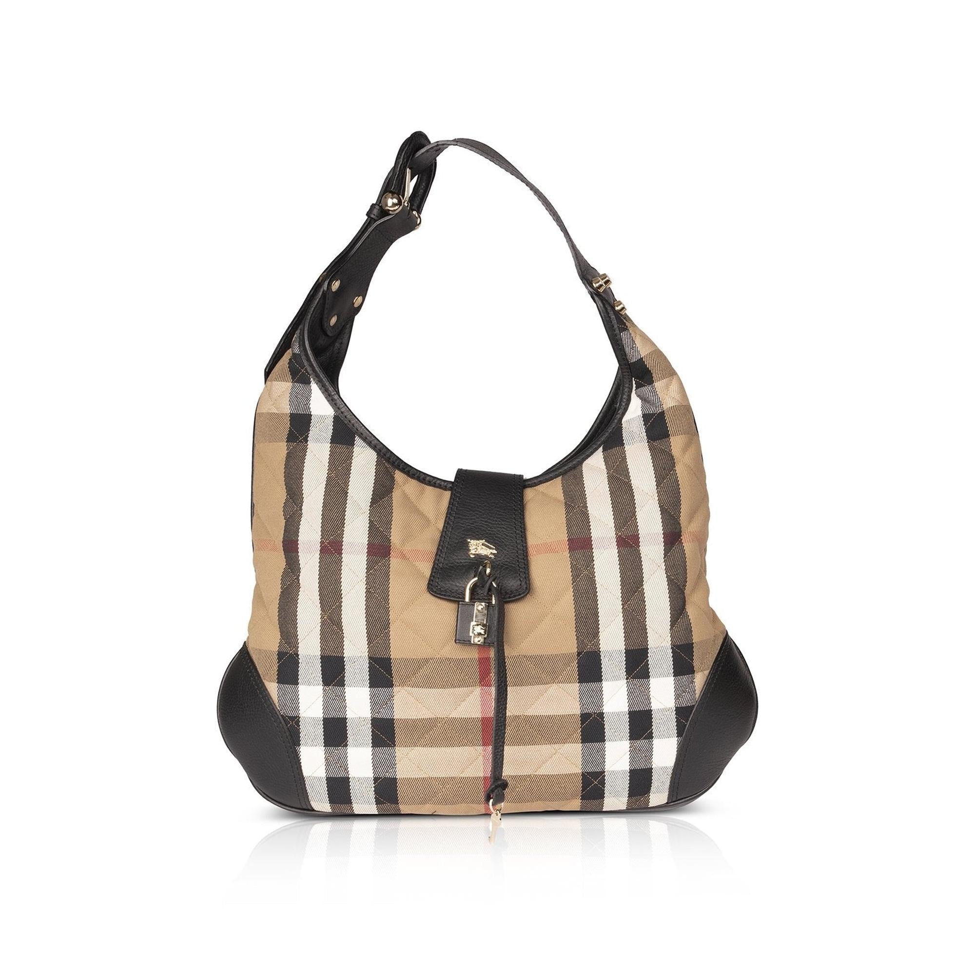 Burberry Leather-Trimmed House Check Hobo