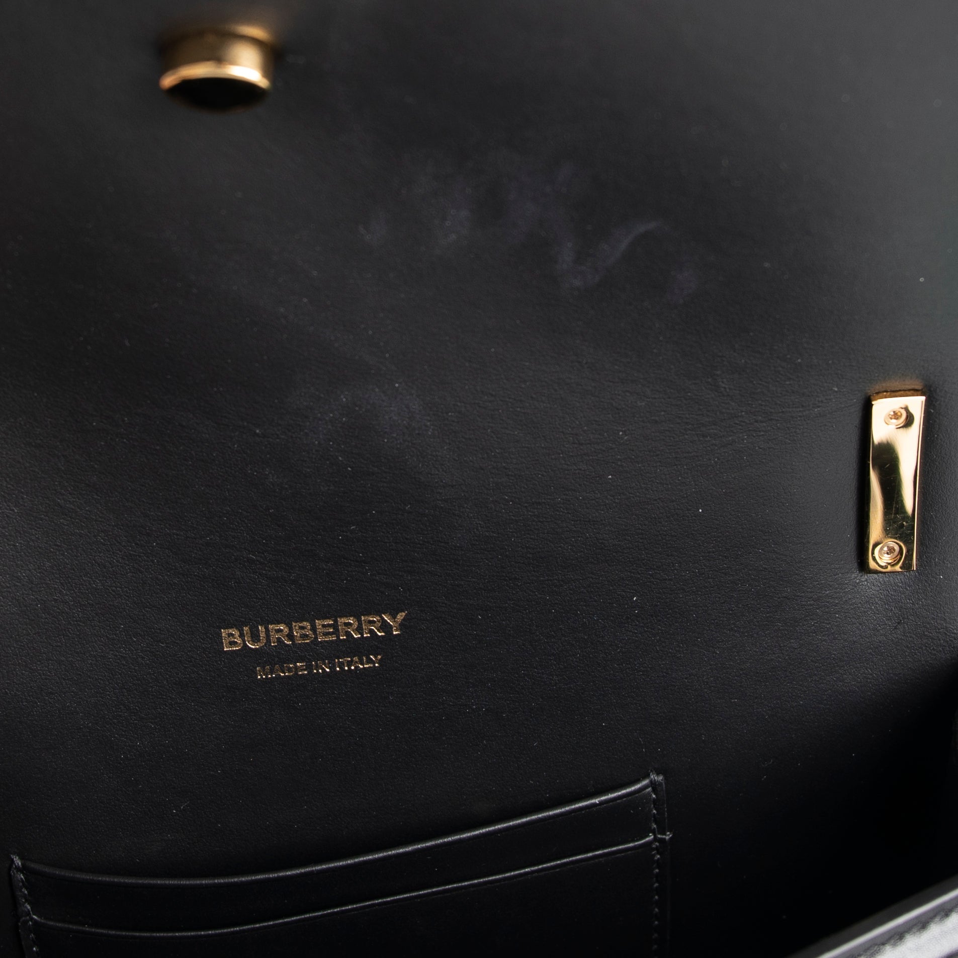 Burberry Mini Black Leather Chain TB Crossbody Bag