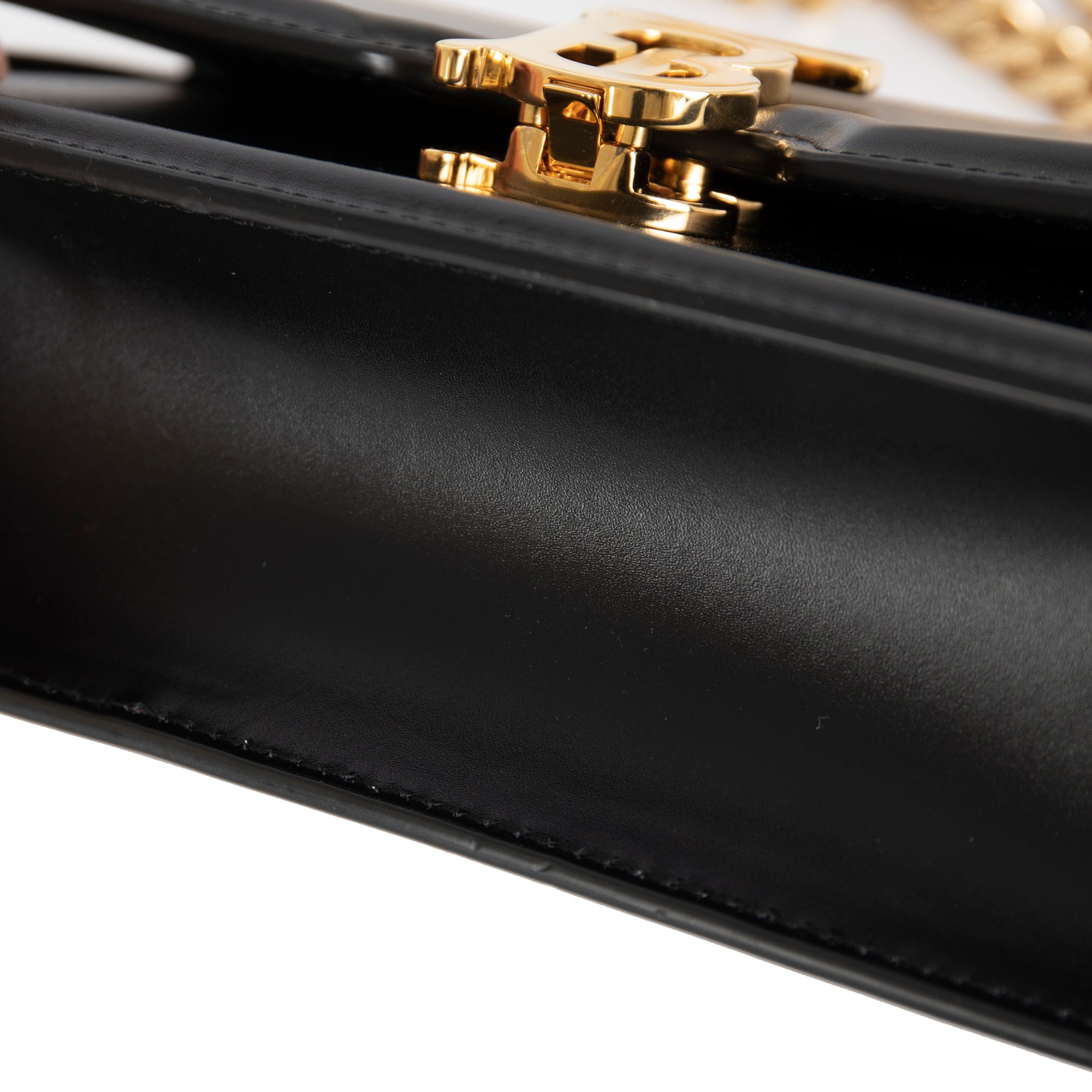 Burberry Mini Black Leather Chain TB Crossbody Bag