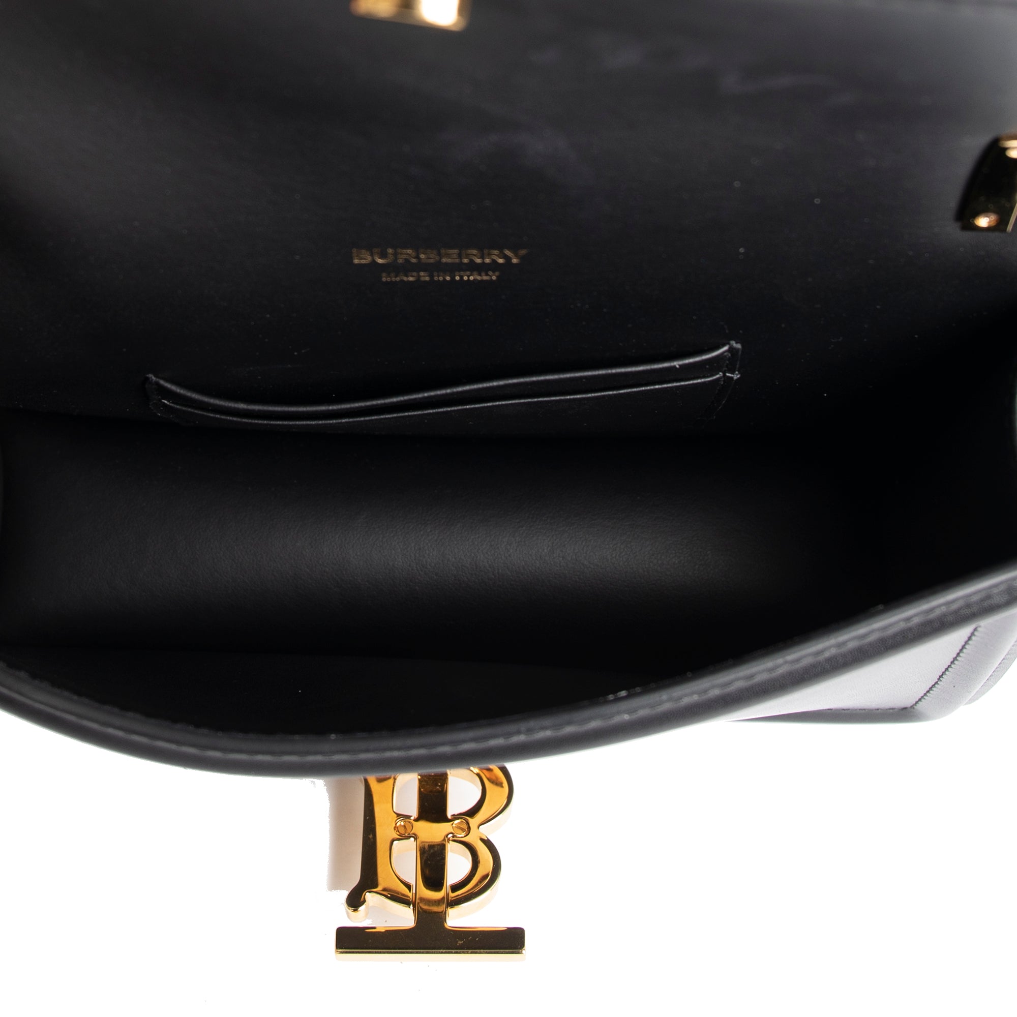 Burberry Mini Black Leather Chain TB Crossbody Bag