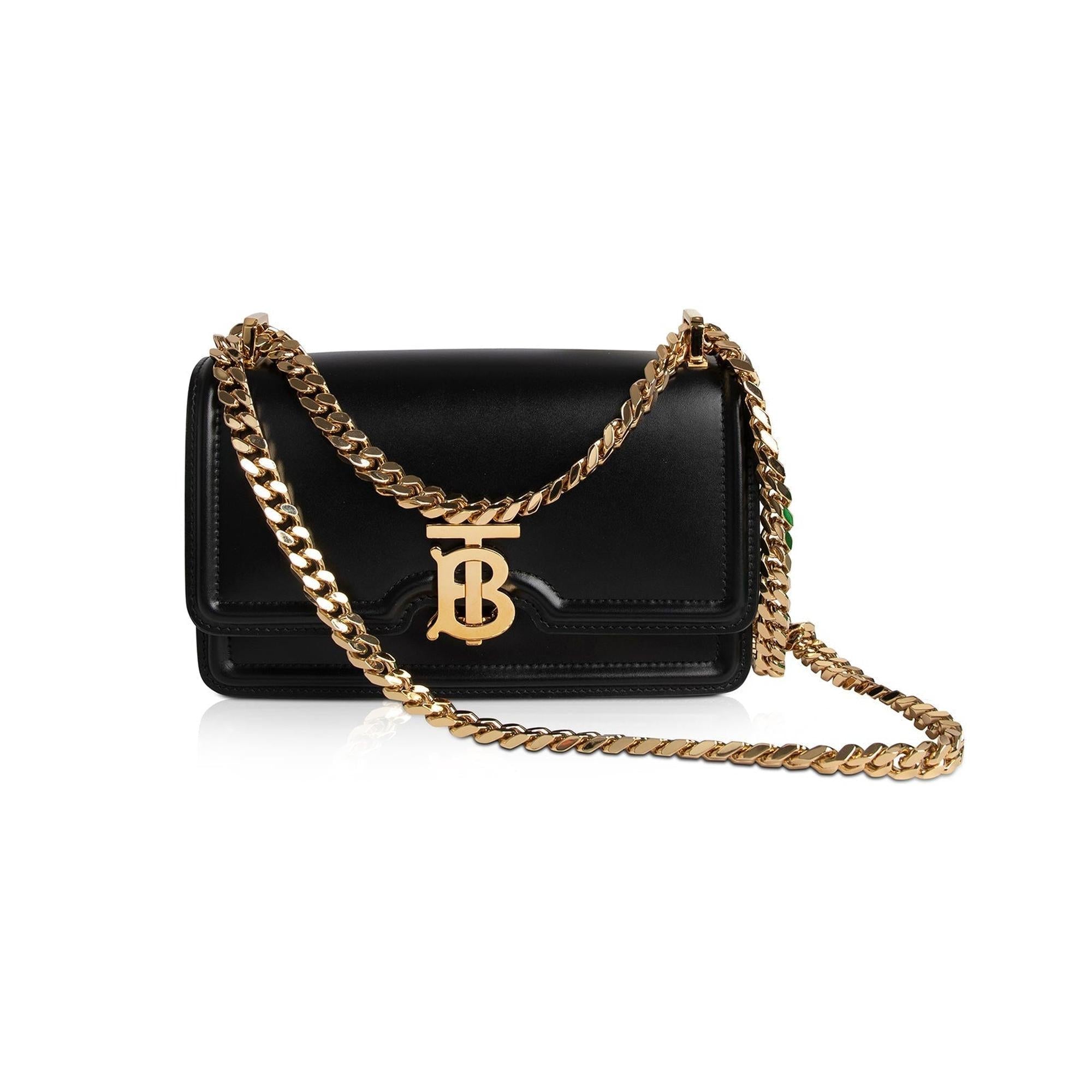 Burberry Mini Black Leather Chain TB Crossbody Bag