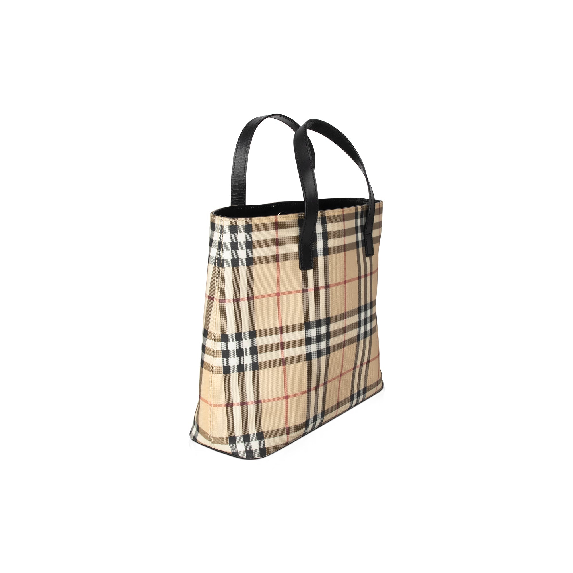 Burberry Nova Check Leather-Trimmed Tote