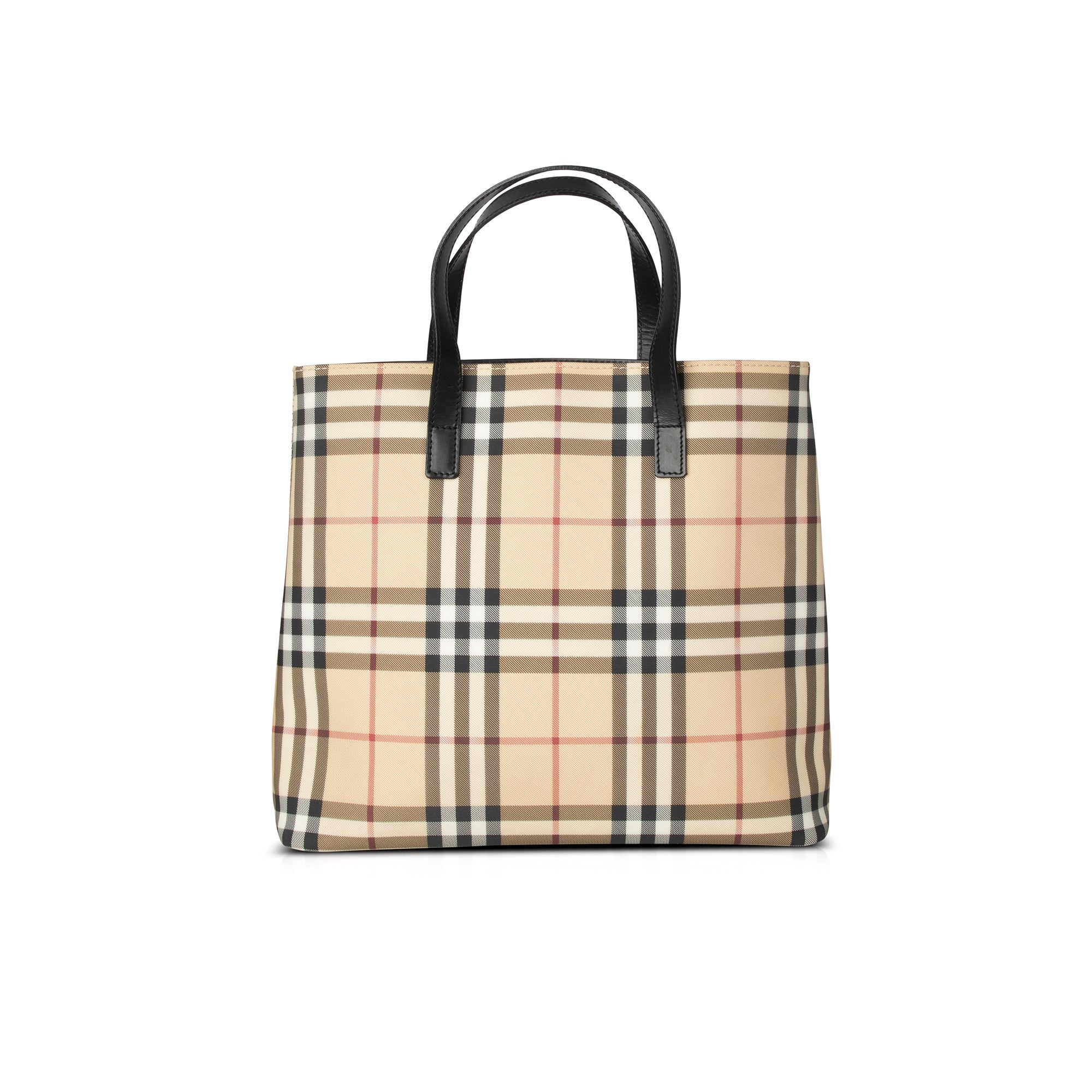 Burberry Nova Check Leather-Trimmed Tote