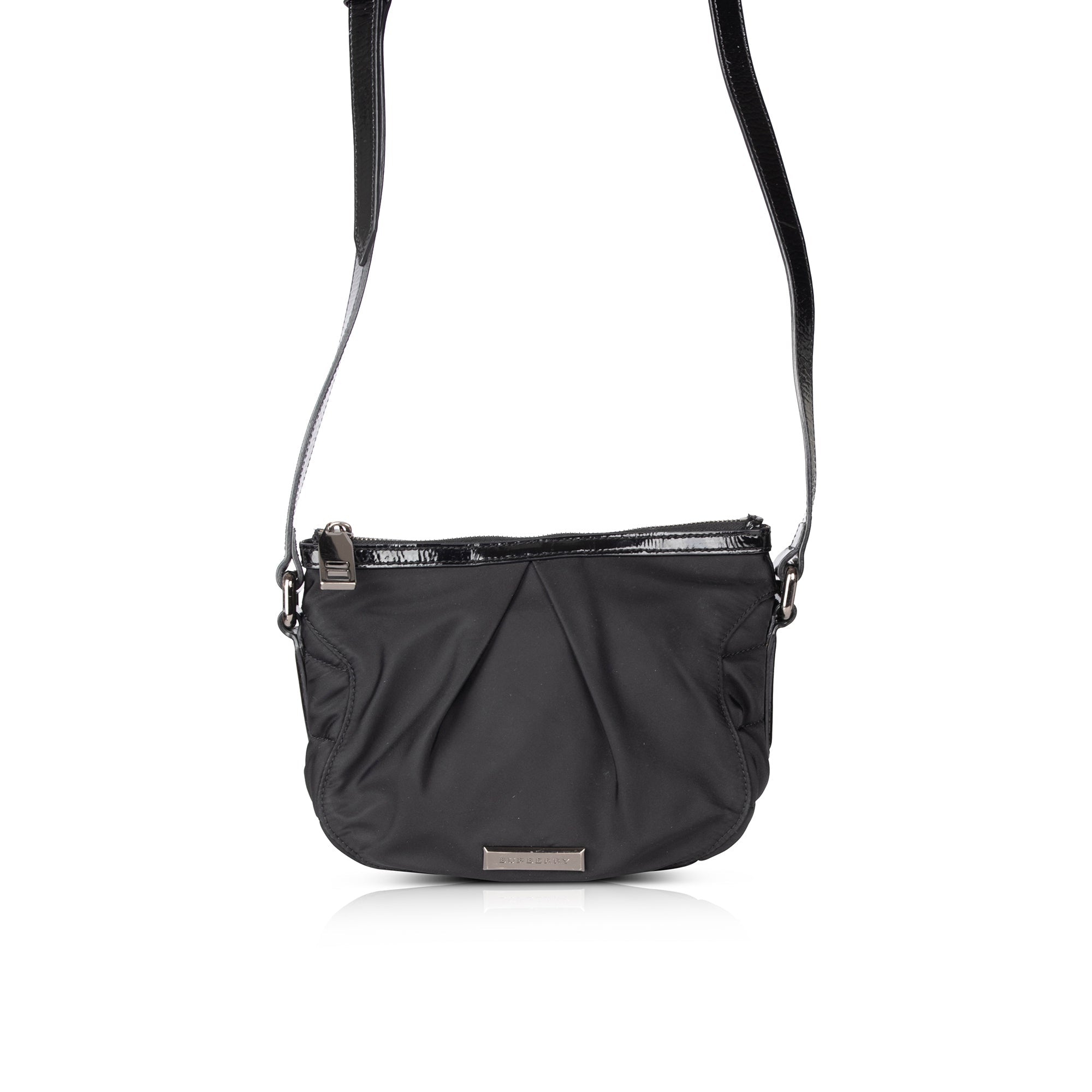 Burberry Patent Leather Trimmed Nylon Crossbody Bag