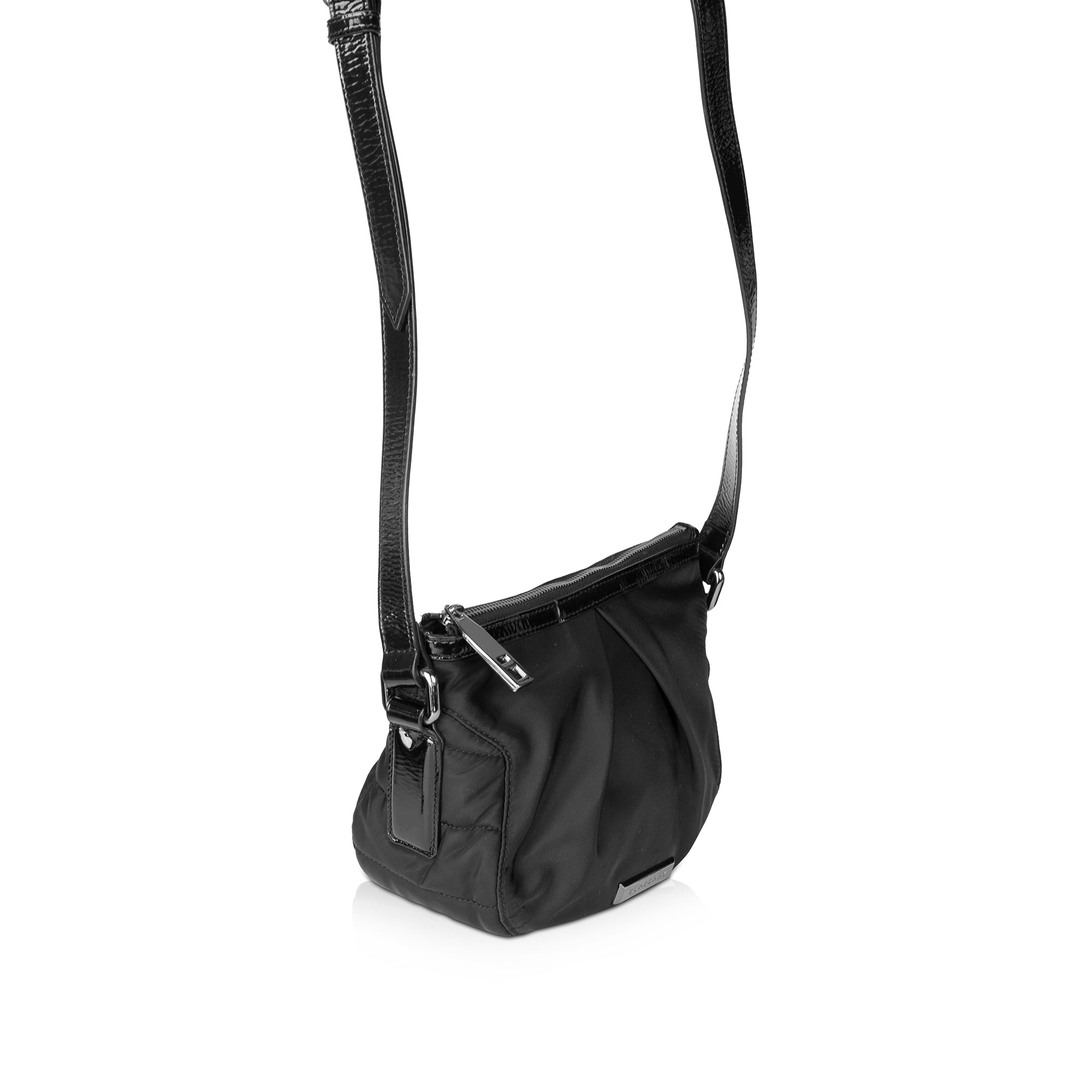Burberry Patent Leather Trimmed Nylon Crossbody Bag