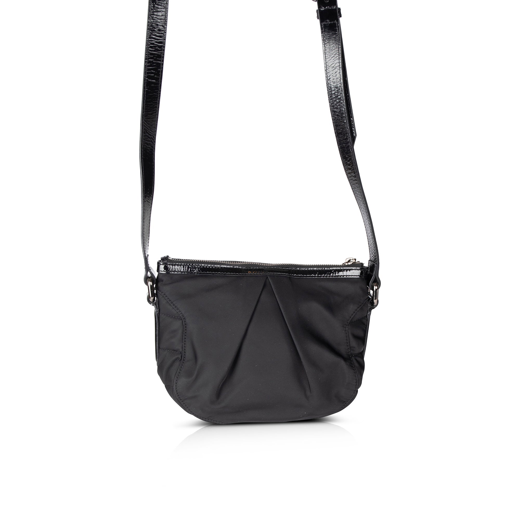 Burberry Patent Leather Trimmed Nylon Crossbody Bag