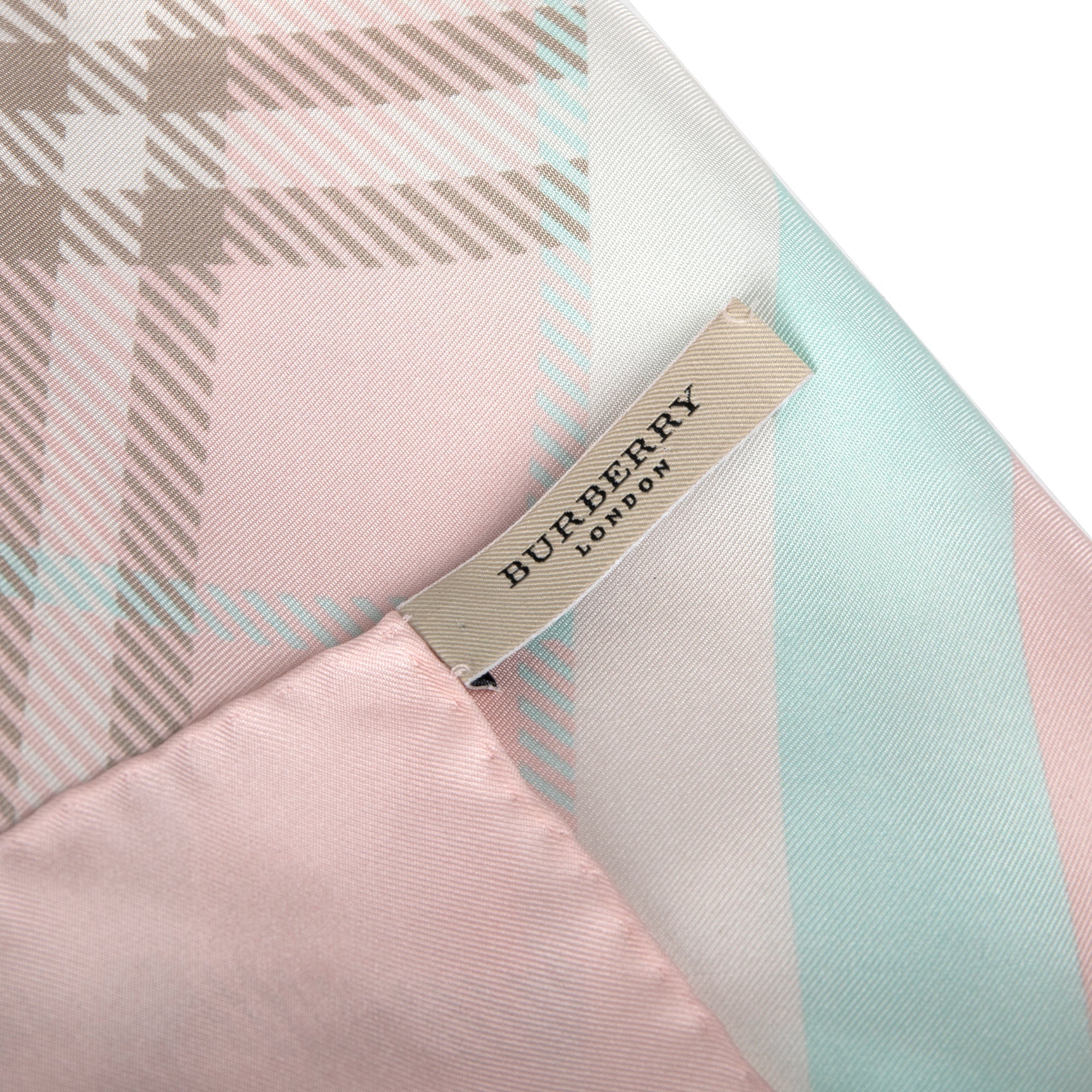 Burberry Pink Plaid Print Silk Scarf