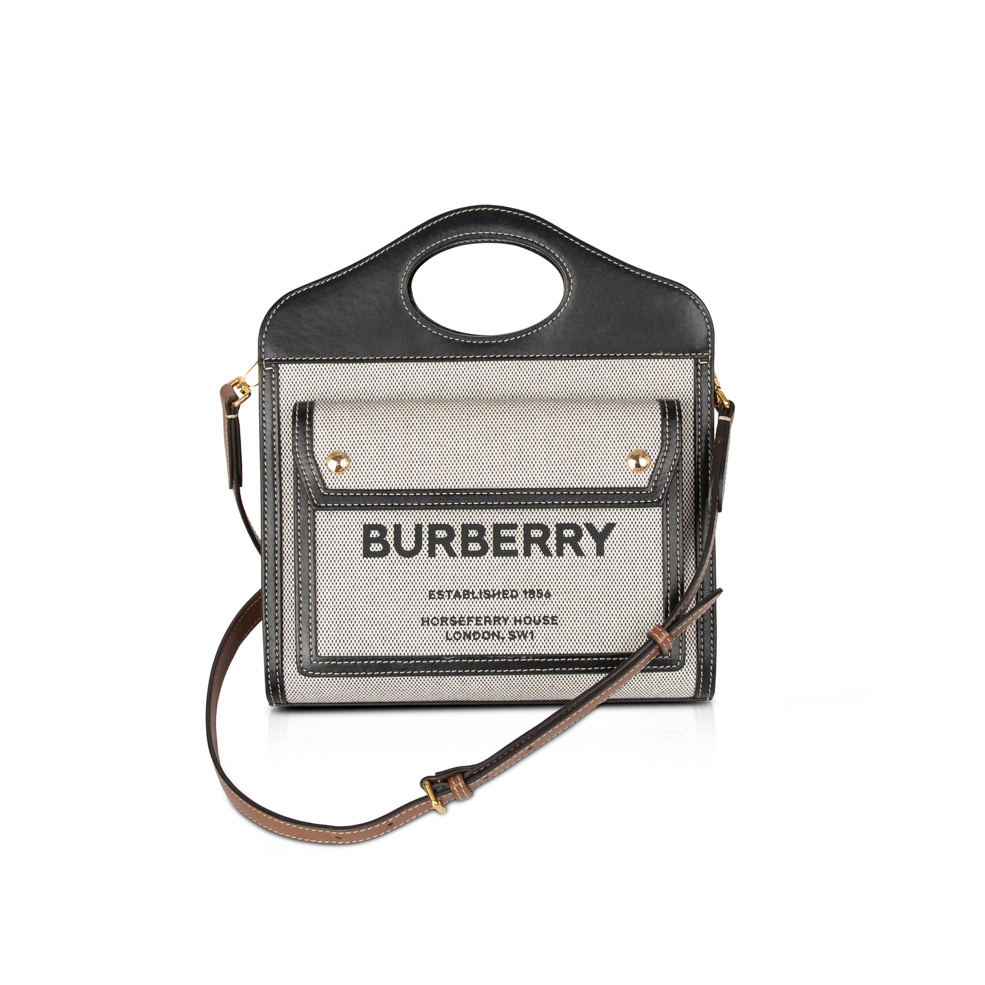Burberry Two-Tone Canvas and Leather Mini Pocket Bag