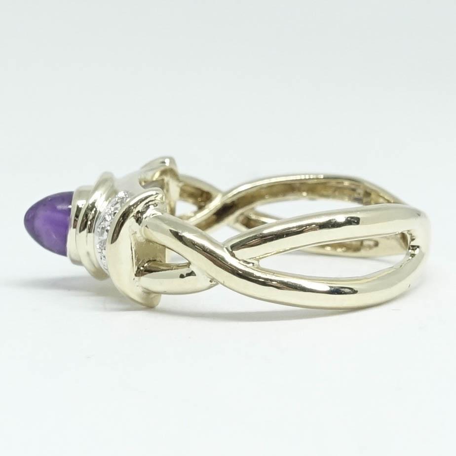 Cabochon Amethyst and Diamond Cocktail Ring