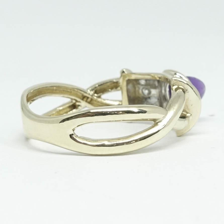 Cabochon Amethyst and Diamond Cocktail Ring