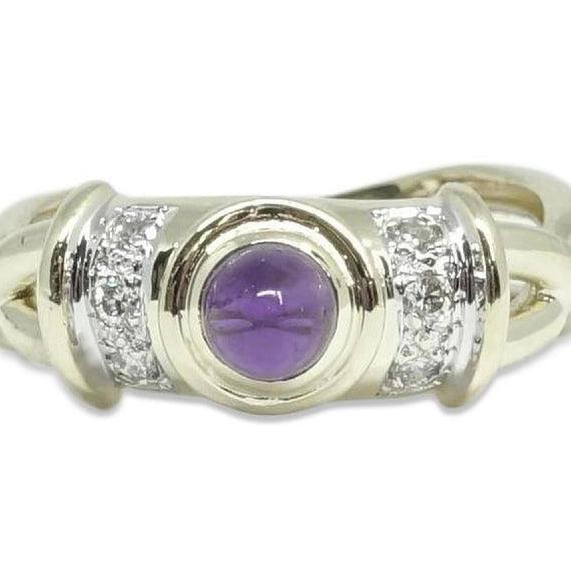 Cabochon Amethyst and Diamond Cocktail Ring