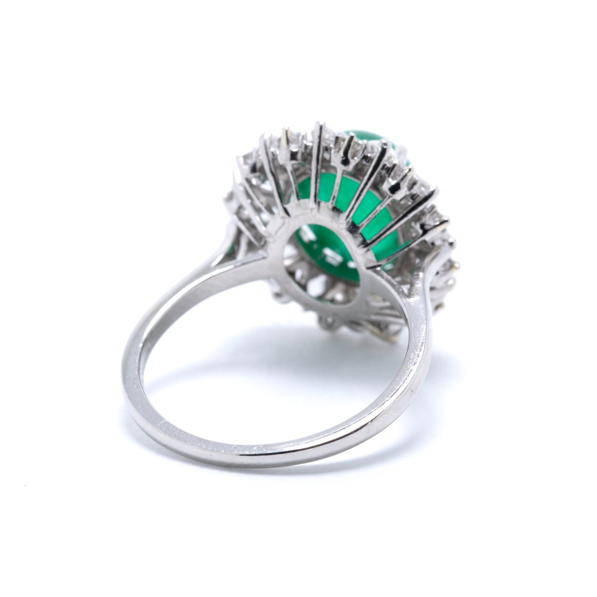 Cabochon Emerald and Diamond Cocktail Ring