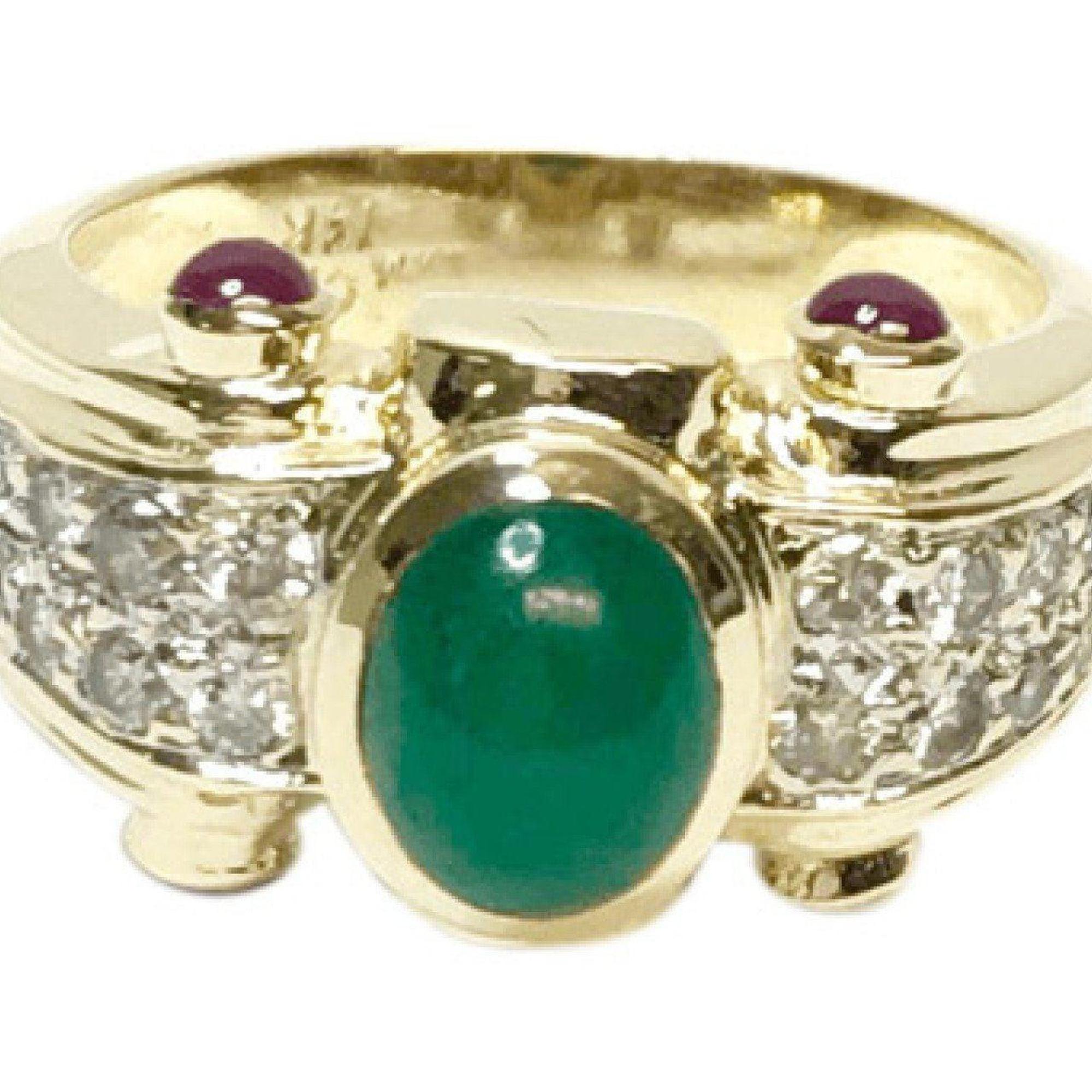 Cabochon Emerald and Ruby Diamond Ring