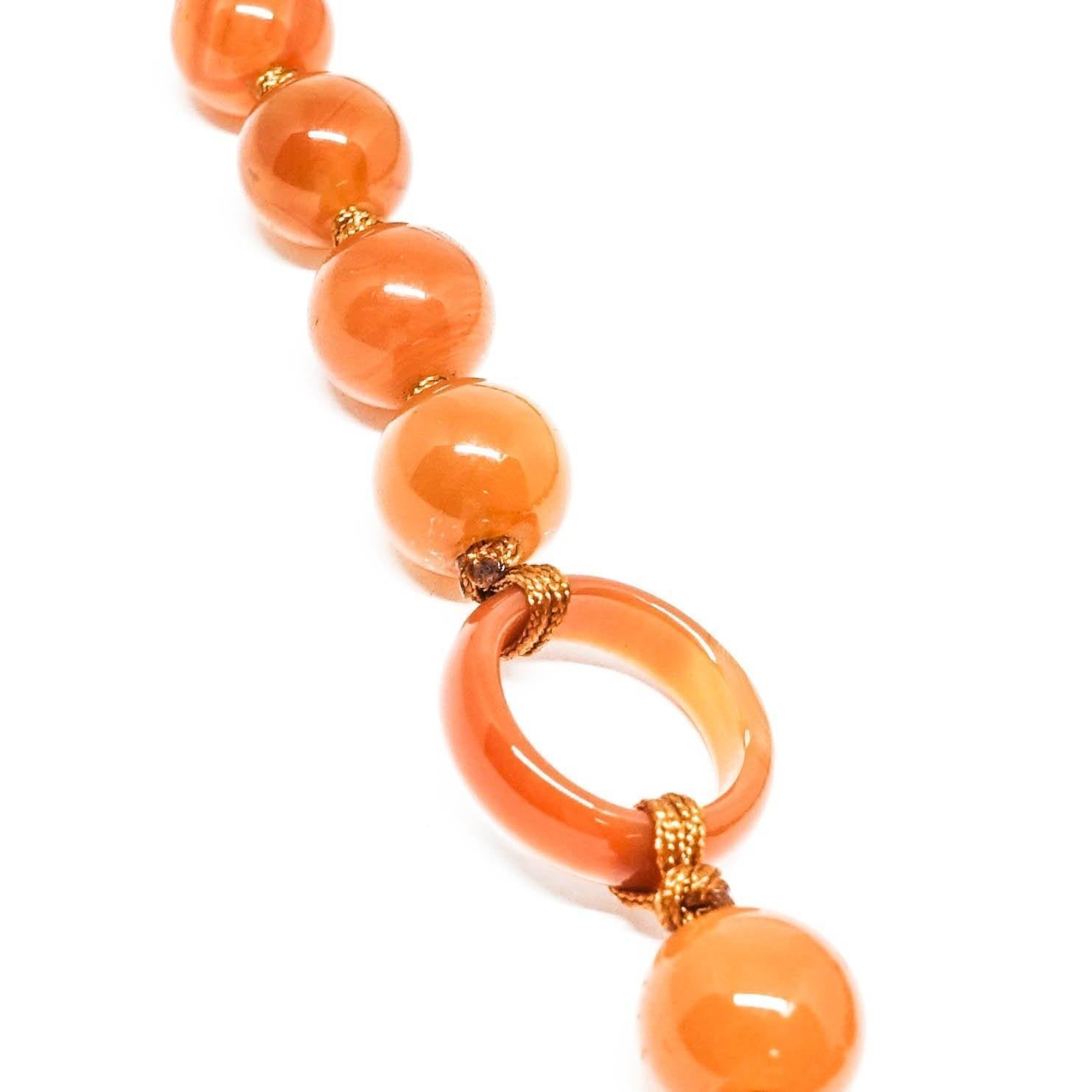 Carnelian Bead Necklace with Carved Carnelian Pendant