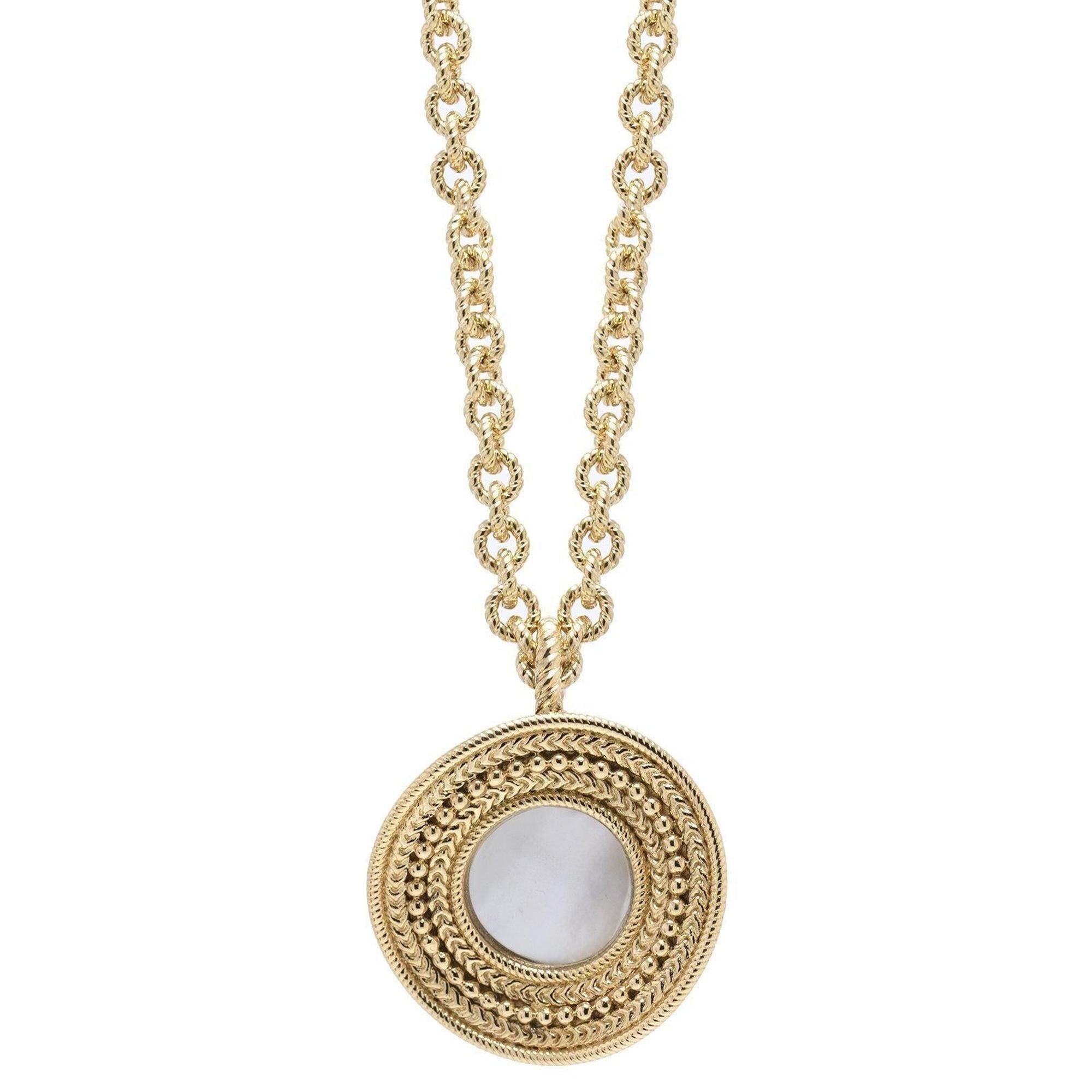 Carrera y Carrera 18k Gold Ruedo Pendant Necklace with Mother of Pearl