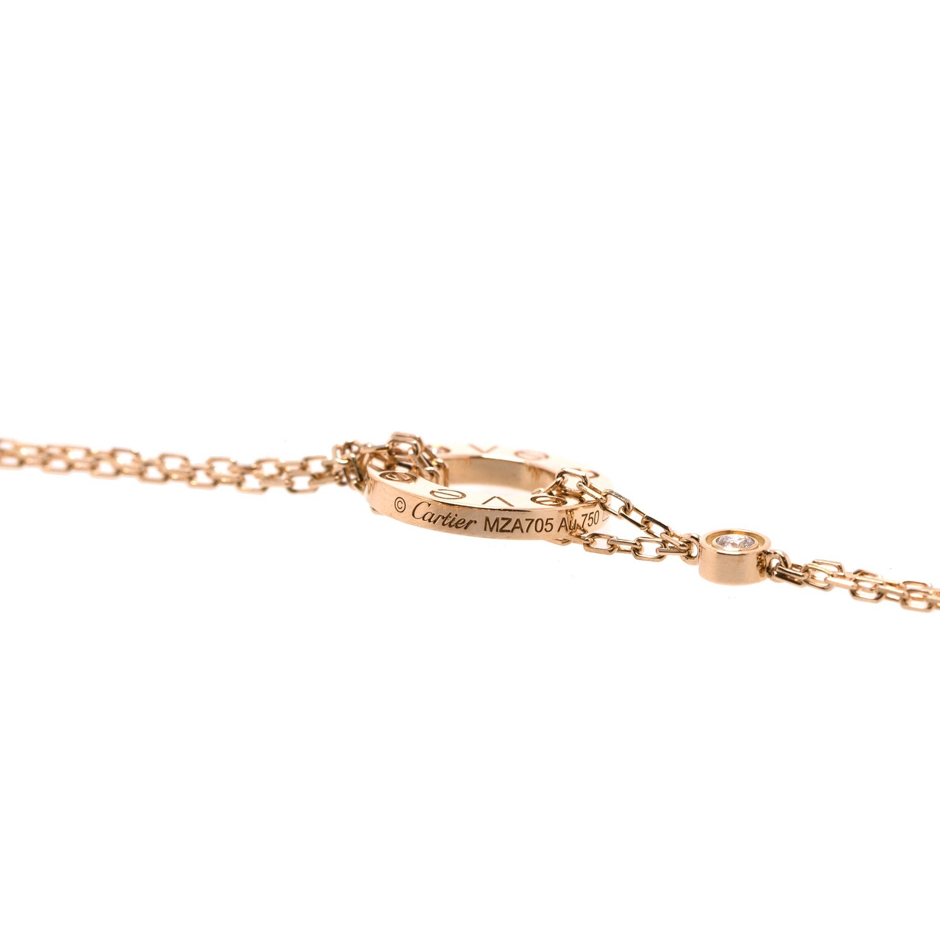 Cartier 18k Gold Love Necklace with 2 Diamonds