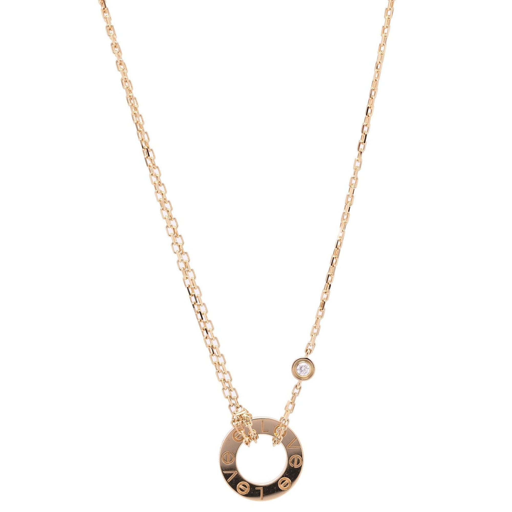 Cartier 18k Gold Love Necklace with 2 Diamonds