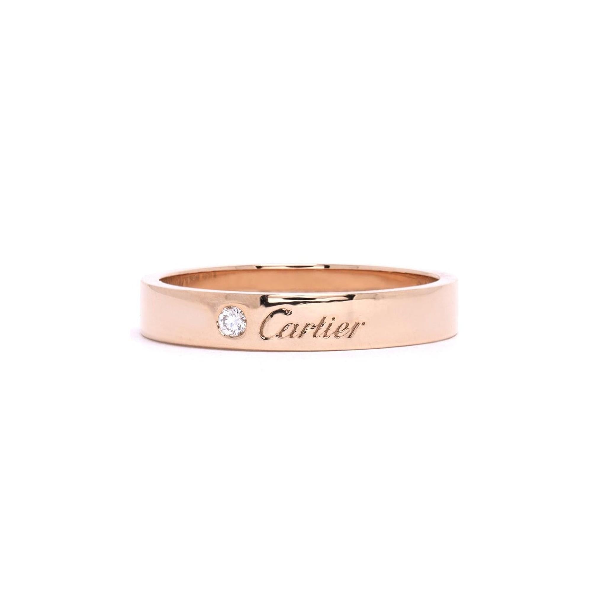 Cartier 18k Rose Gold C de Cartier Diamond Wedding Band