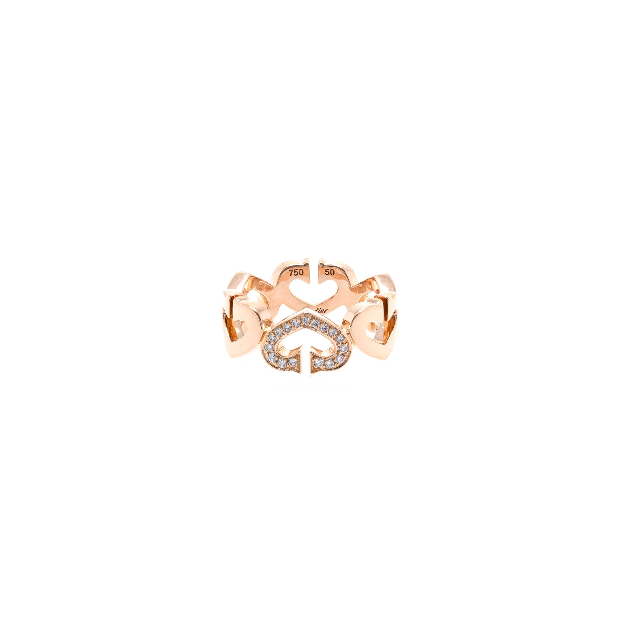 Cartier 18k Rose Gold Diamond C Heart of Cartier Ring