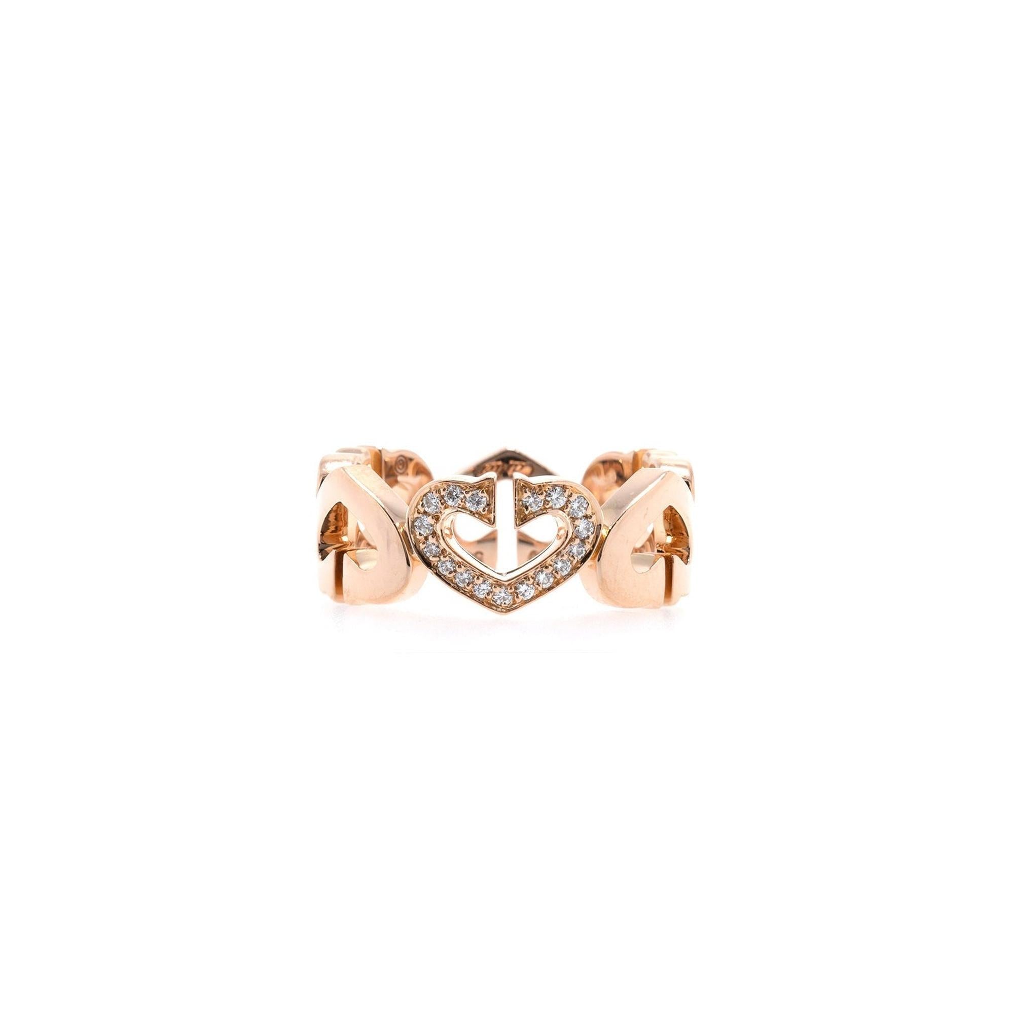 Cartier 18k Rose Gold Diamond C Heart of Cartier Ring