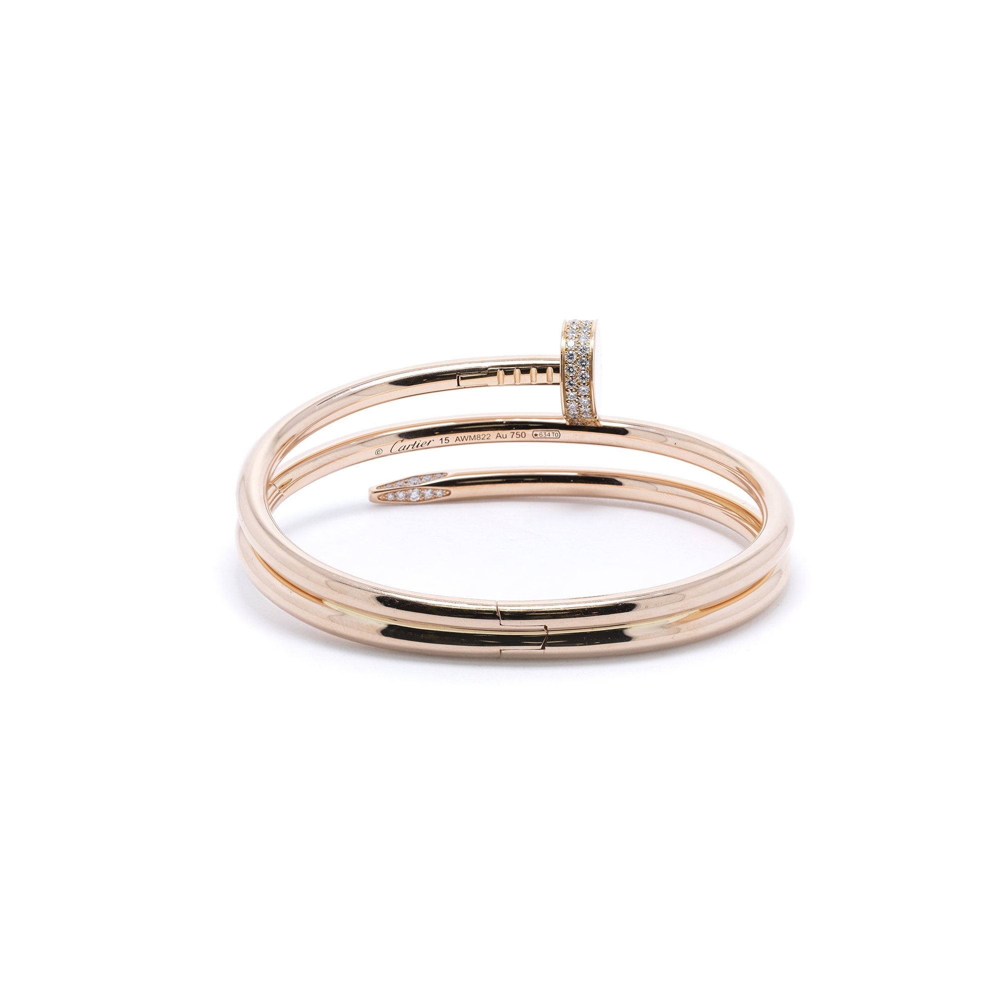 Cartier 18k Rose Gold Juste Un Clou Bracelet with Diamonds & Box