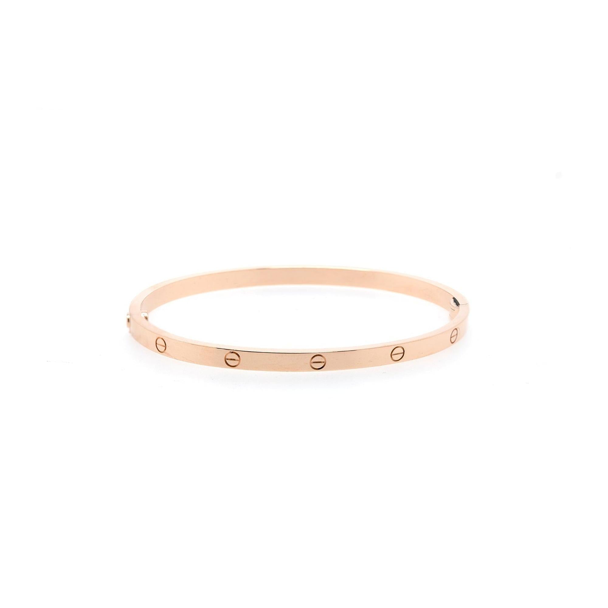 Cartier 18k Rose Gold Love Bracelet, SM Model w/ Box & Certificate