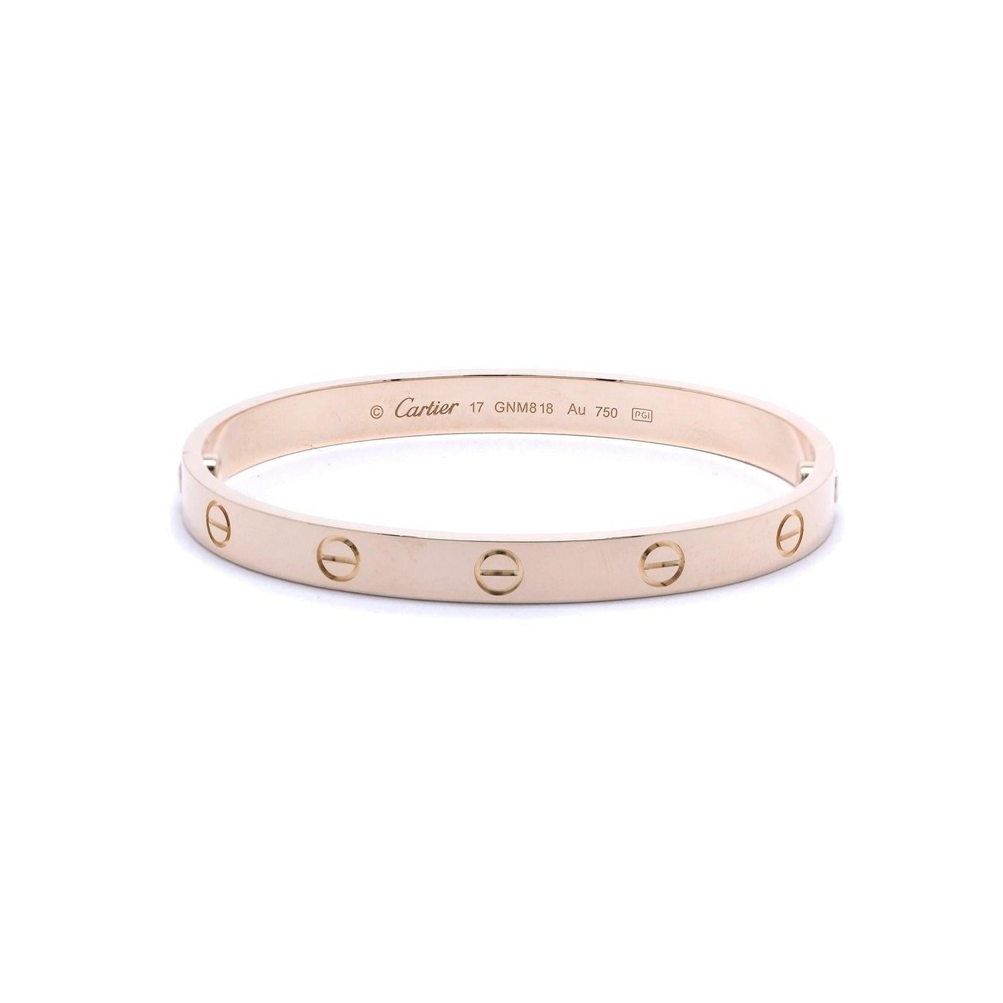 Cartier 18k Rose Gold Love Bracelet w/ Certificate