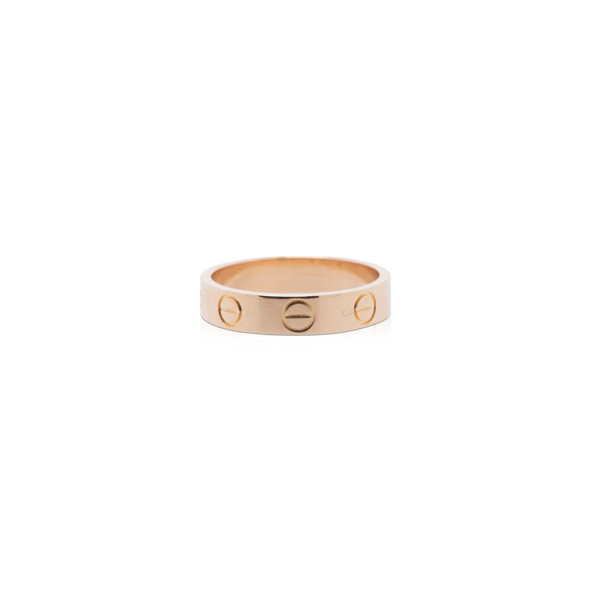 Cartier 18k Rose Gold Love Wedding Band Ring w/ Box