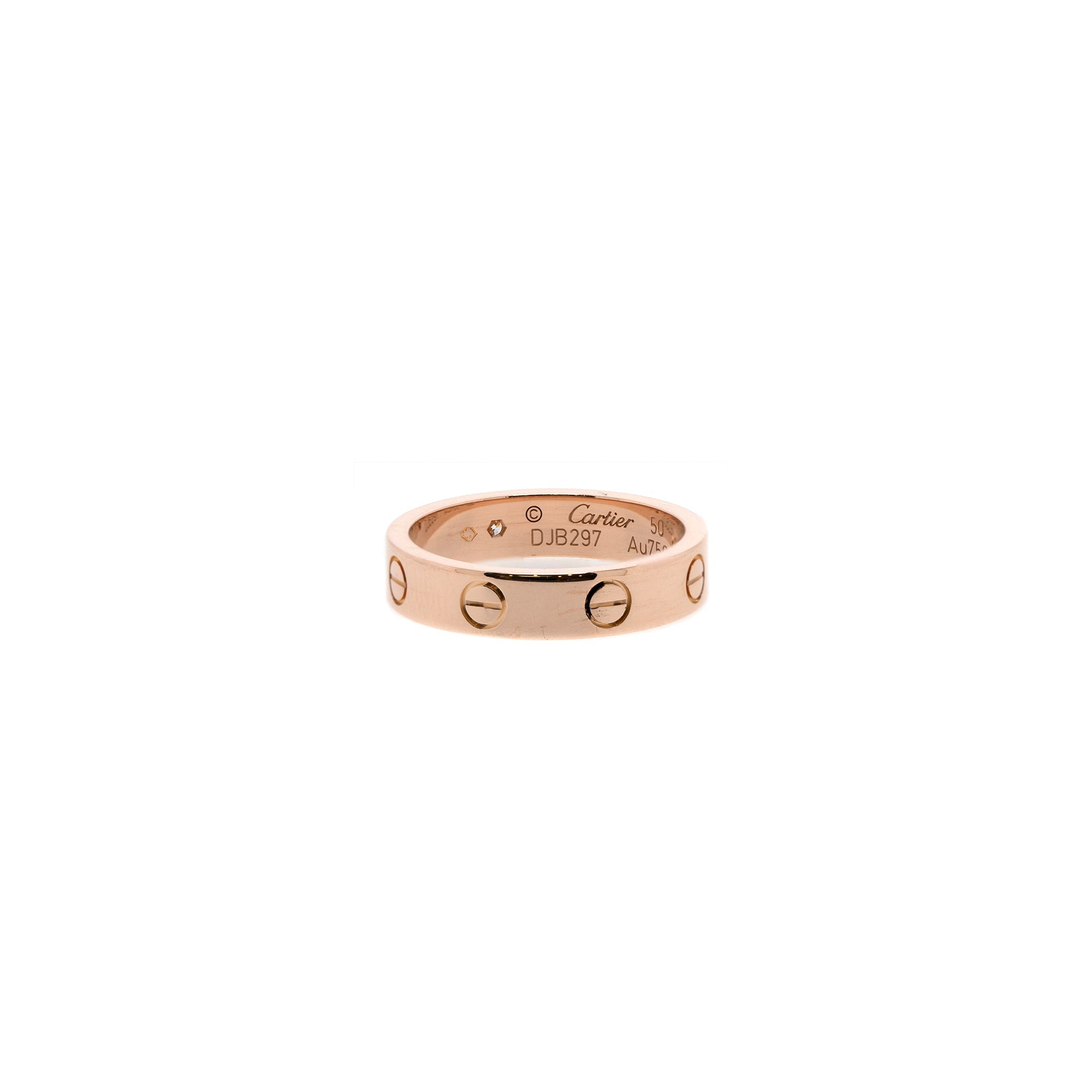 Cartier 18k Rose Gold Love Wedding Band Ring with 1 Diamond w/ Box & Certificate