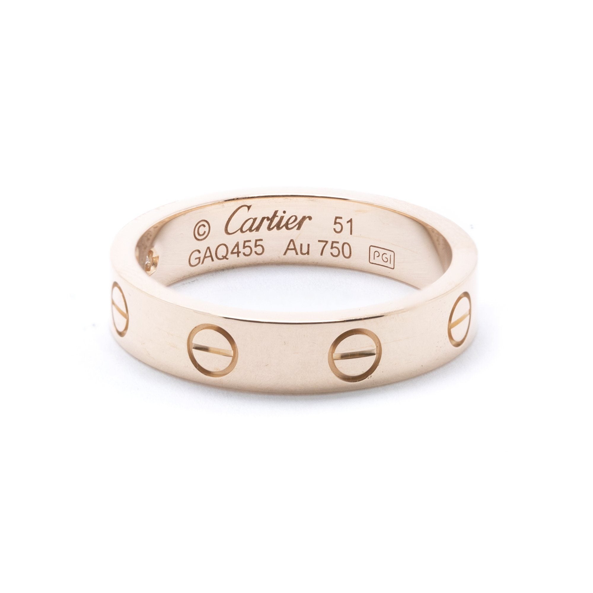 Cartier 18k Rose Gold Love Wedding Band Ring with Diamond