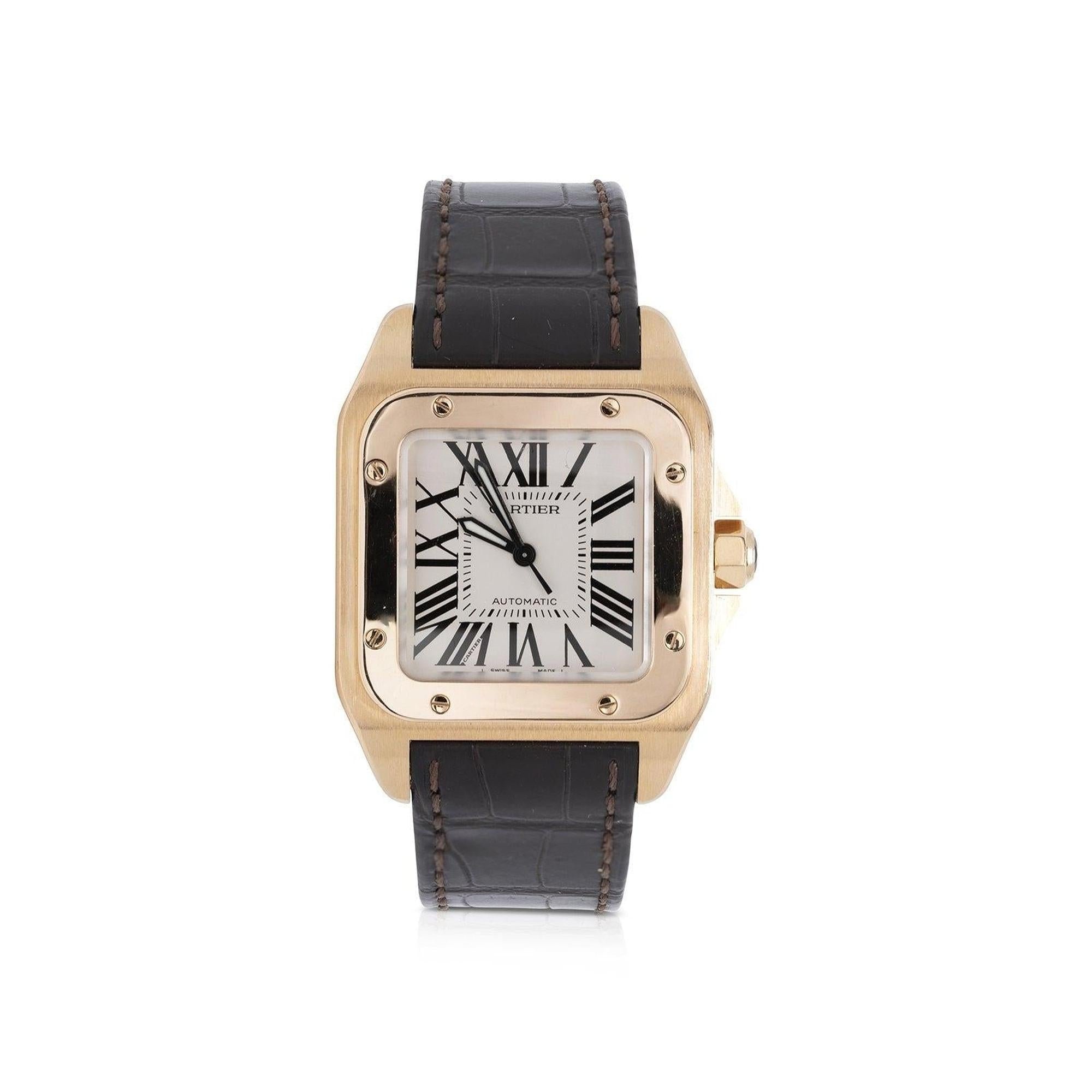 Cartier 18k Rose Gold Santos 100 Watch w/ Box